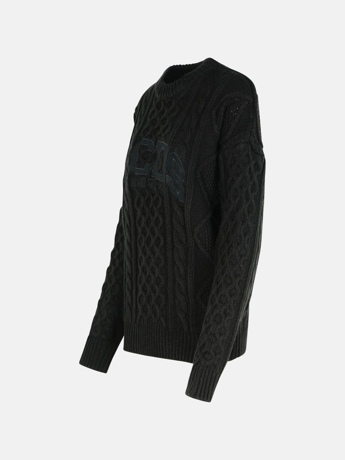 BLACK ACRYLIC BLEND SWEATER - 2