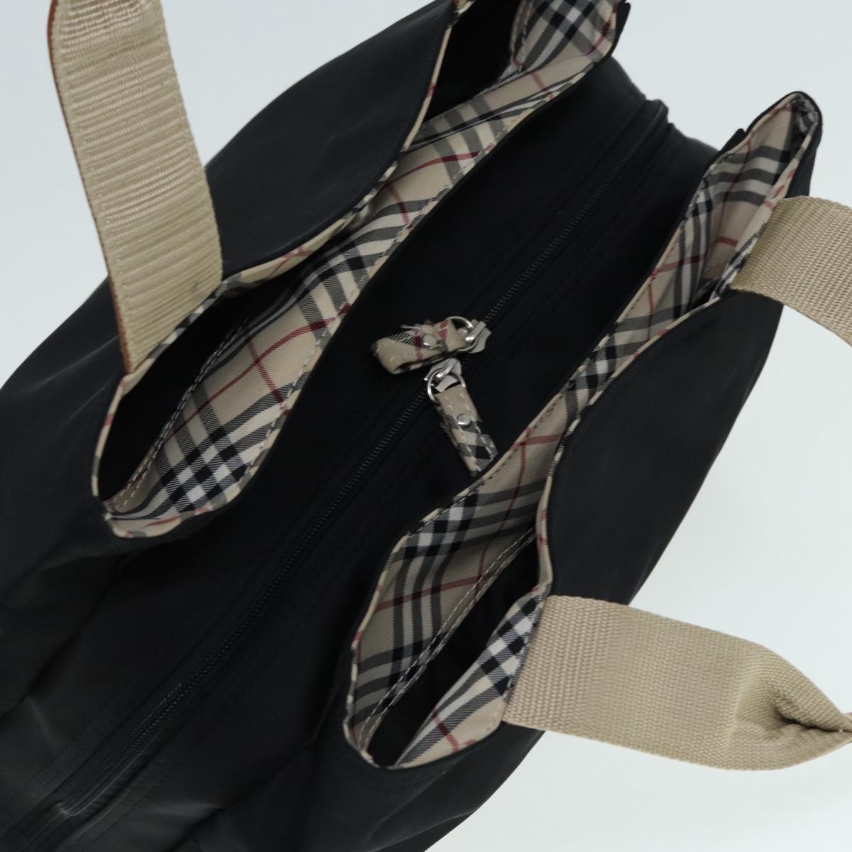 Burberry Tote Bag Nylon Silver Black - 6