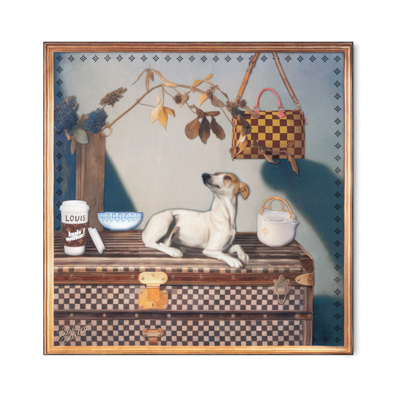 Elegant Scene of a Dog Silk Square 1