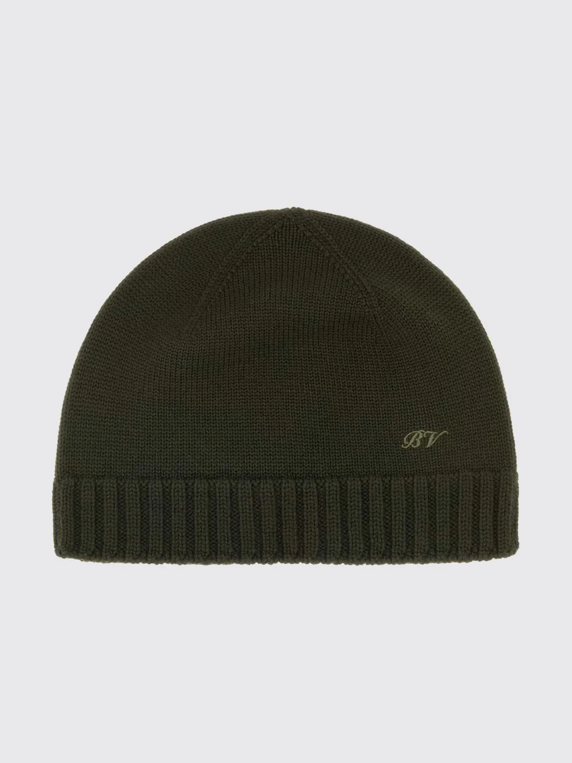 BOTTEGA VENETA Ribbed Wool Beanie Hat with a Classic Cuffed Design - 1