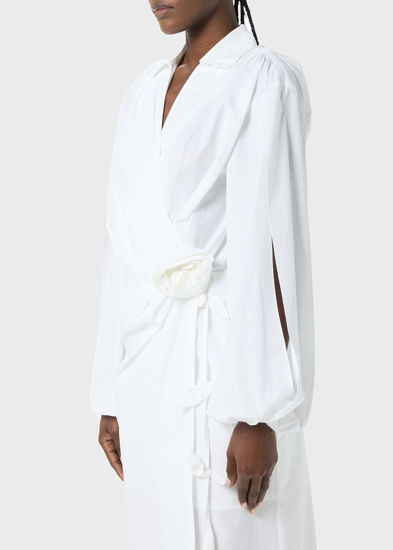 POPLIN MIDI DRESS WITH ROSE DECORATION 5