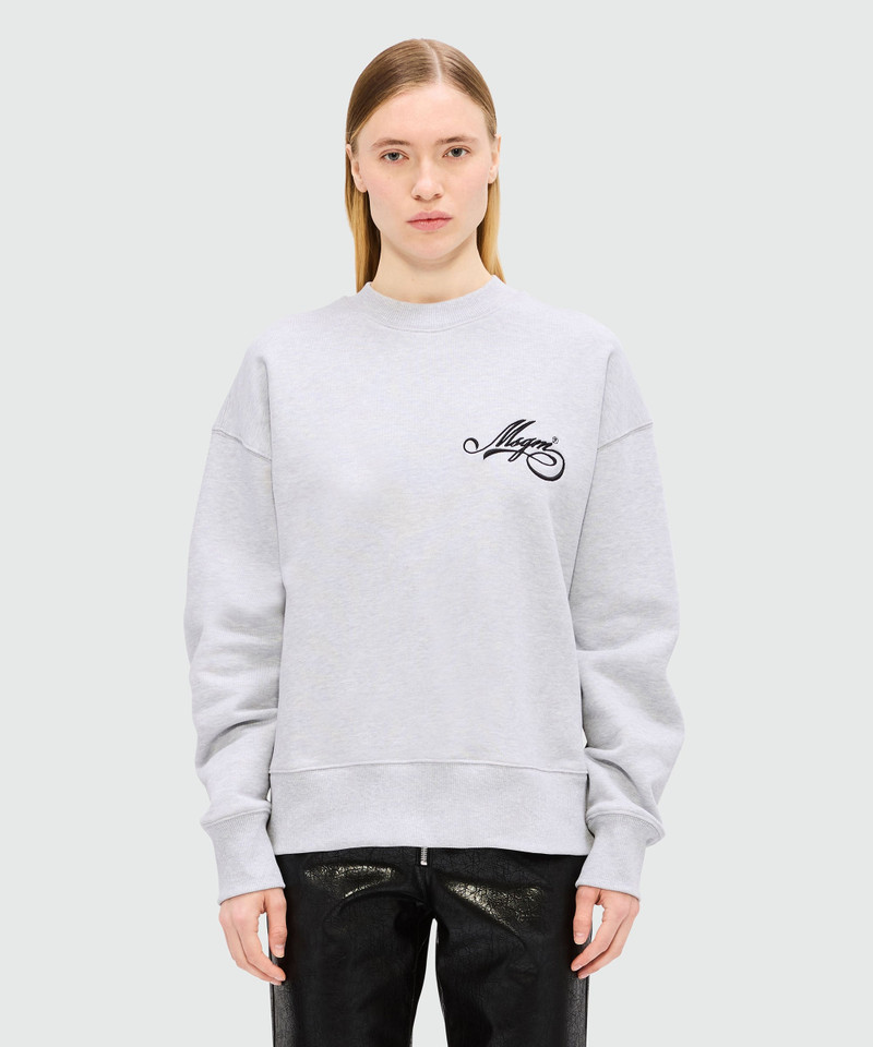 MSGM Grey melange jersey sweatshirt with cursive MSGM logo outlook