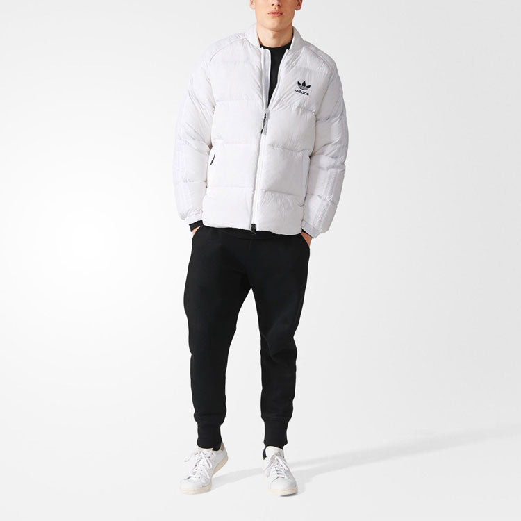 adidas originals Baseball Collar Casual Sports Stay Warm Down Jacket White BR4799 - 3