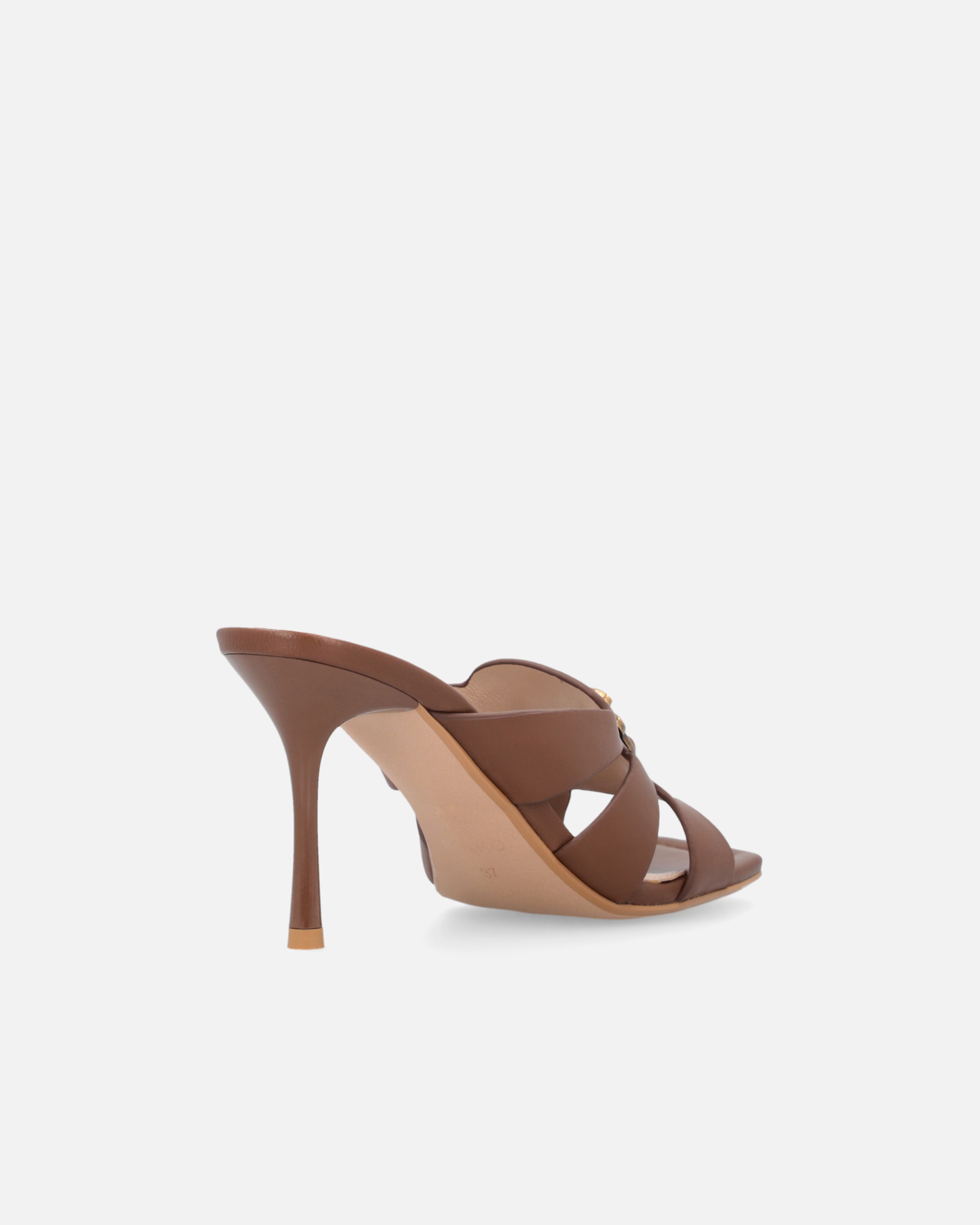 NAPPA LEATHER SANDALS WITH HEEL AND BIRD DETAIL - 3