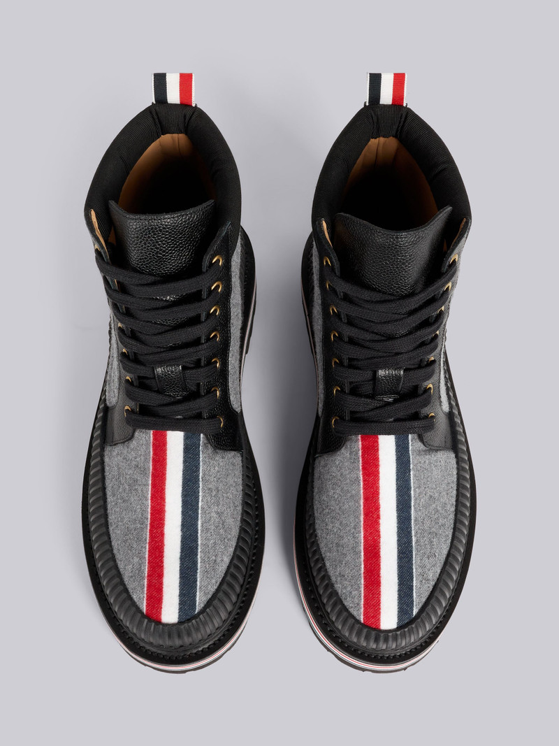 Medium Grey Lightweight Boiled Wool Engineered Stripe Waterproof Pu Sole All Terrain Boot 4