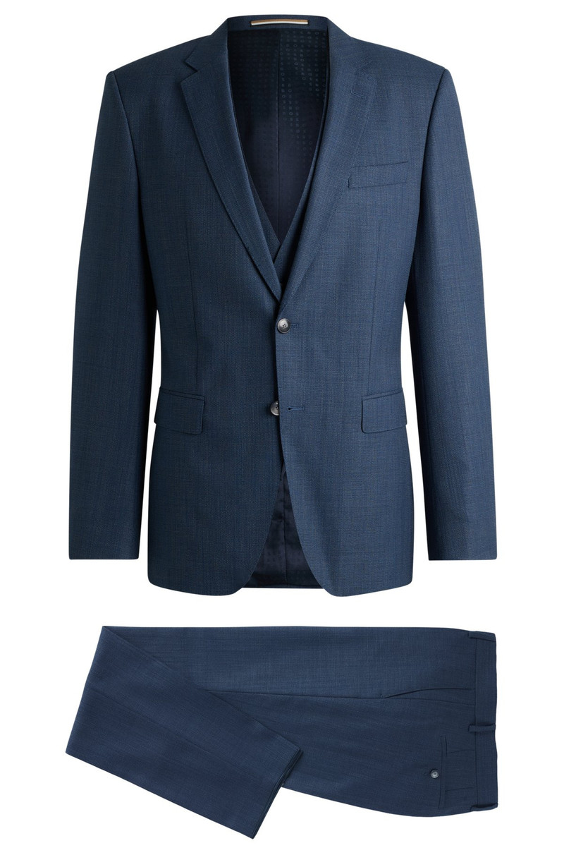 SLIM-FIT THREE-PIECE SUIT IN PATTERNED WOOL 8