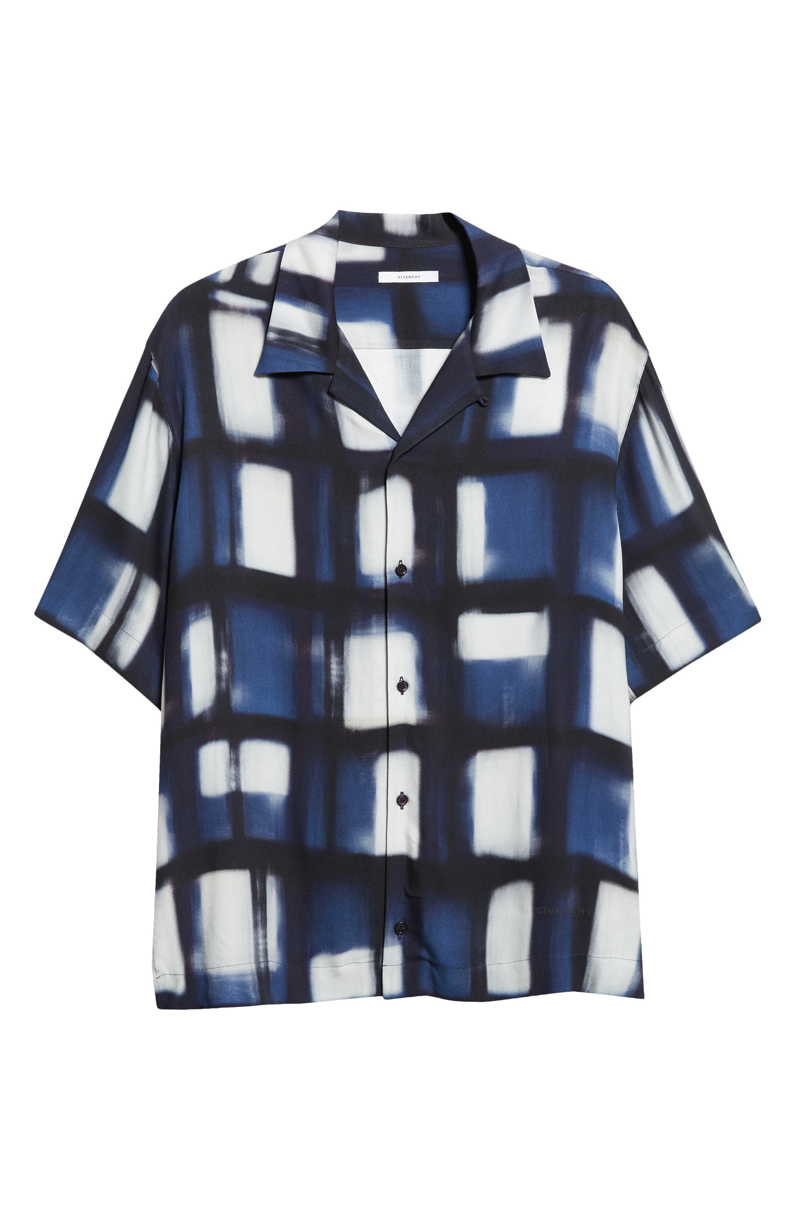 Givenchy Afternoon Light Check Twill Camp Shirt in Dark Blue at Nordstrom - 6
