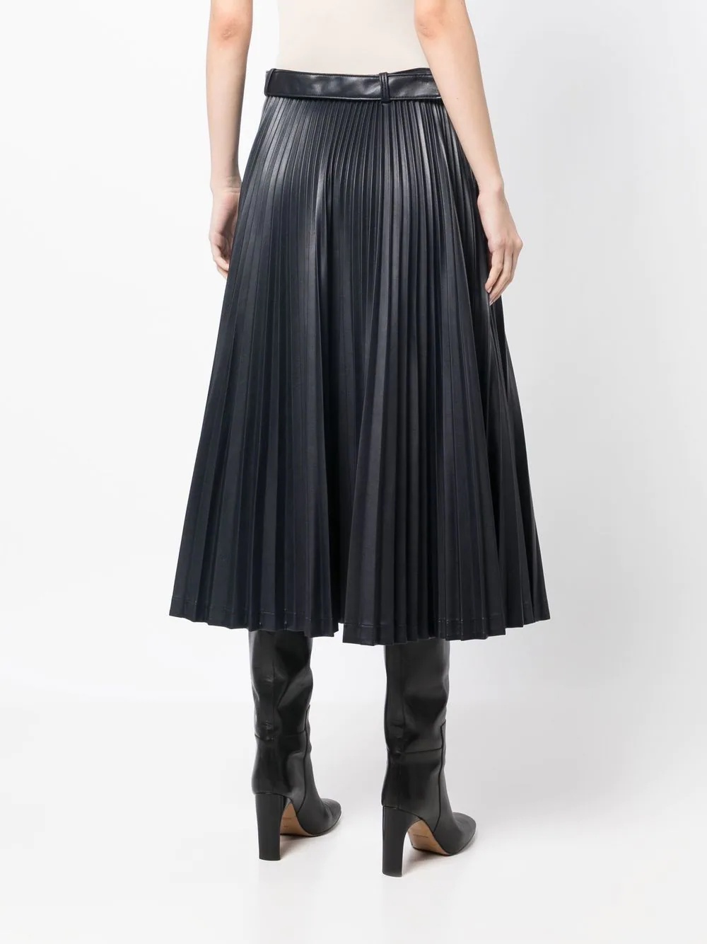 asymmetrical-pleat midi skirt - 4