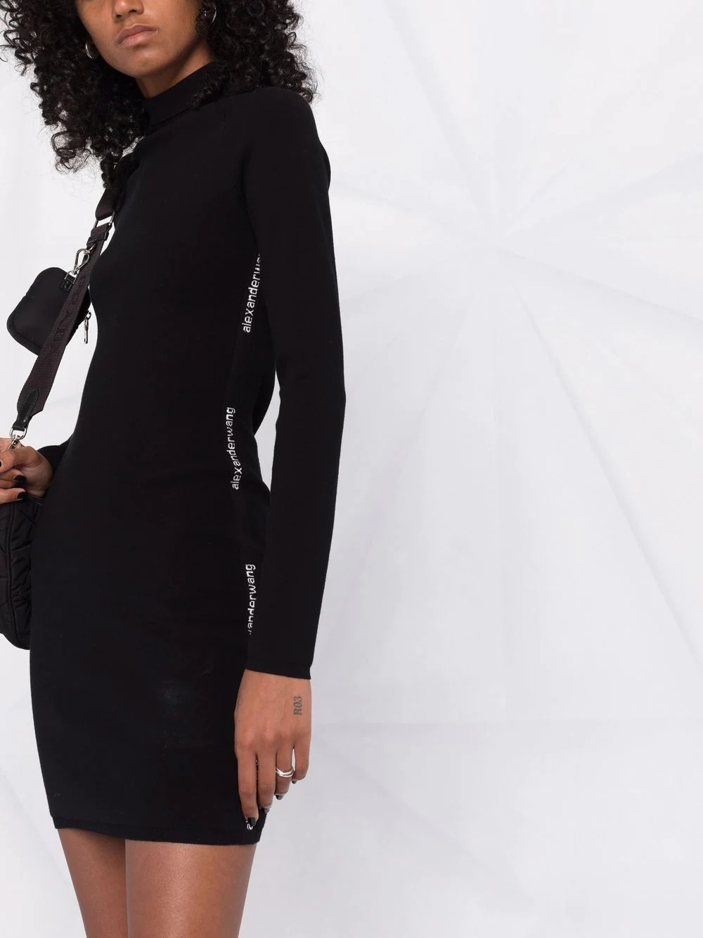 intarsia-knit logo long-sleeve dress - 5