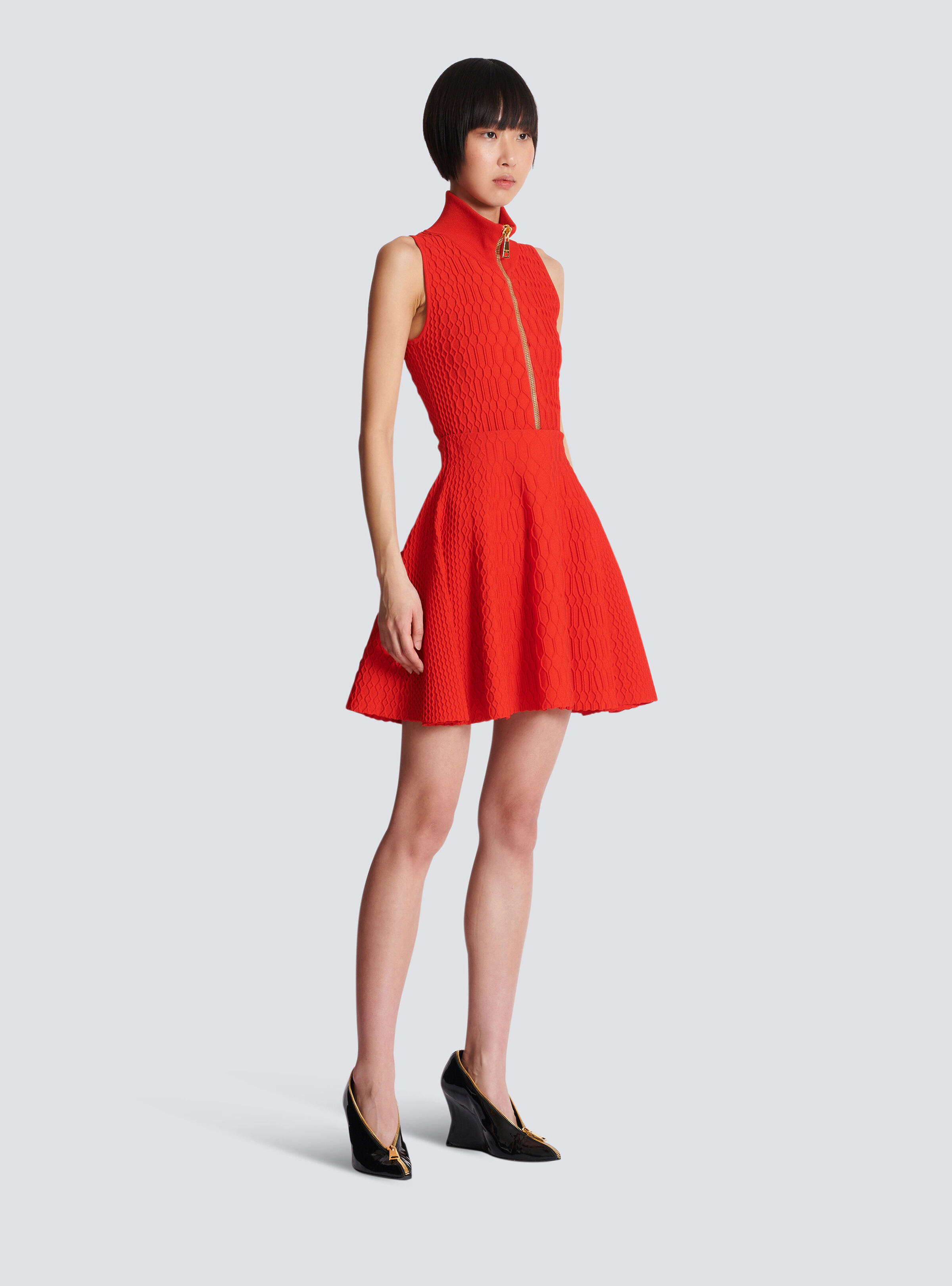 Flared crocodile-knit skirt - 3