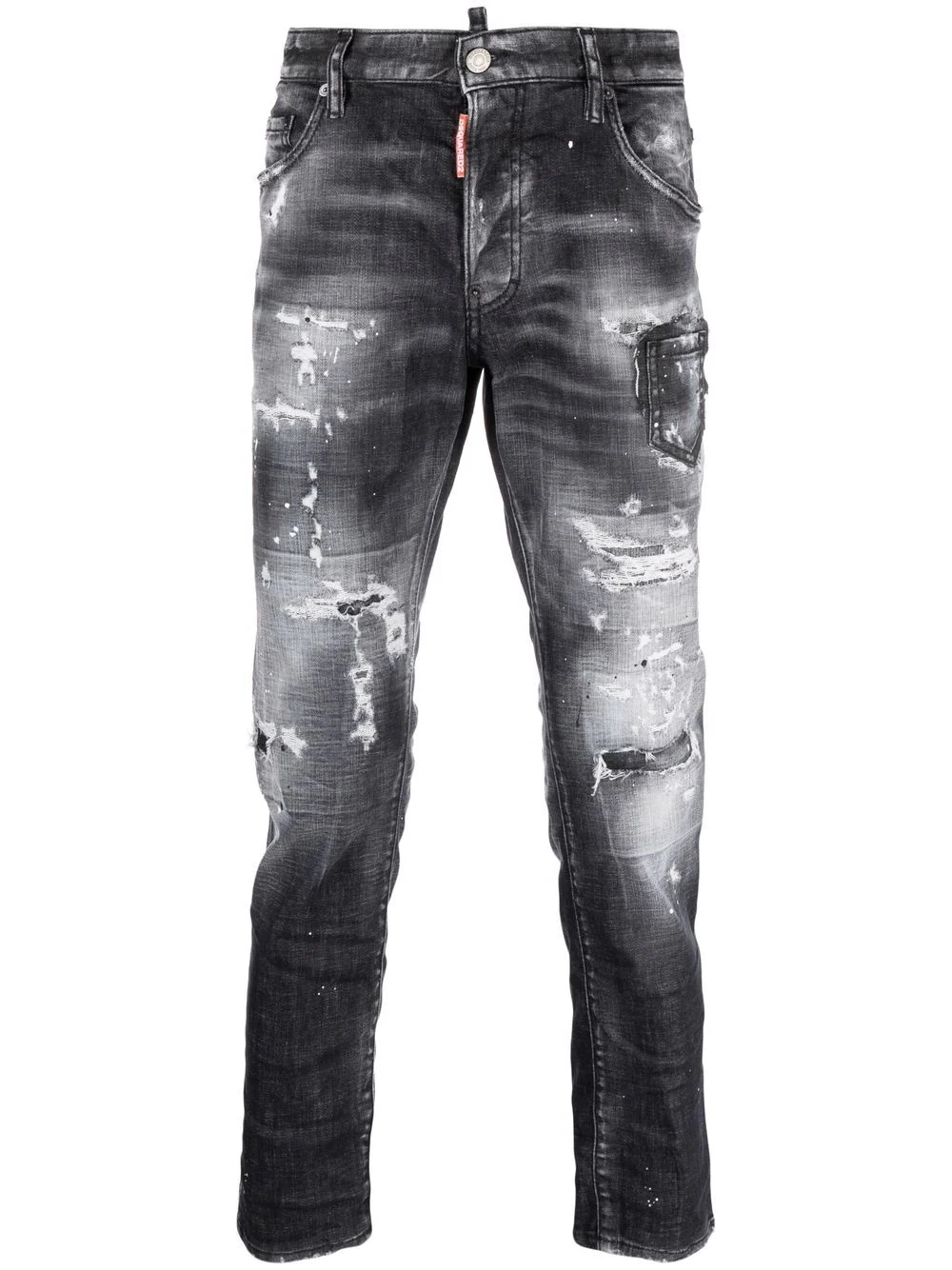 mid-rise distressed jeans - 1