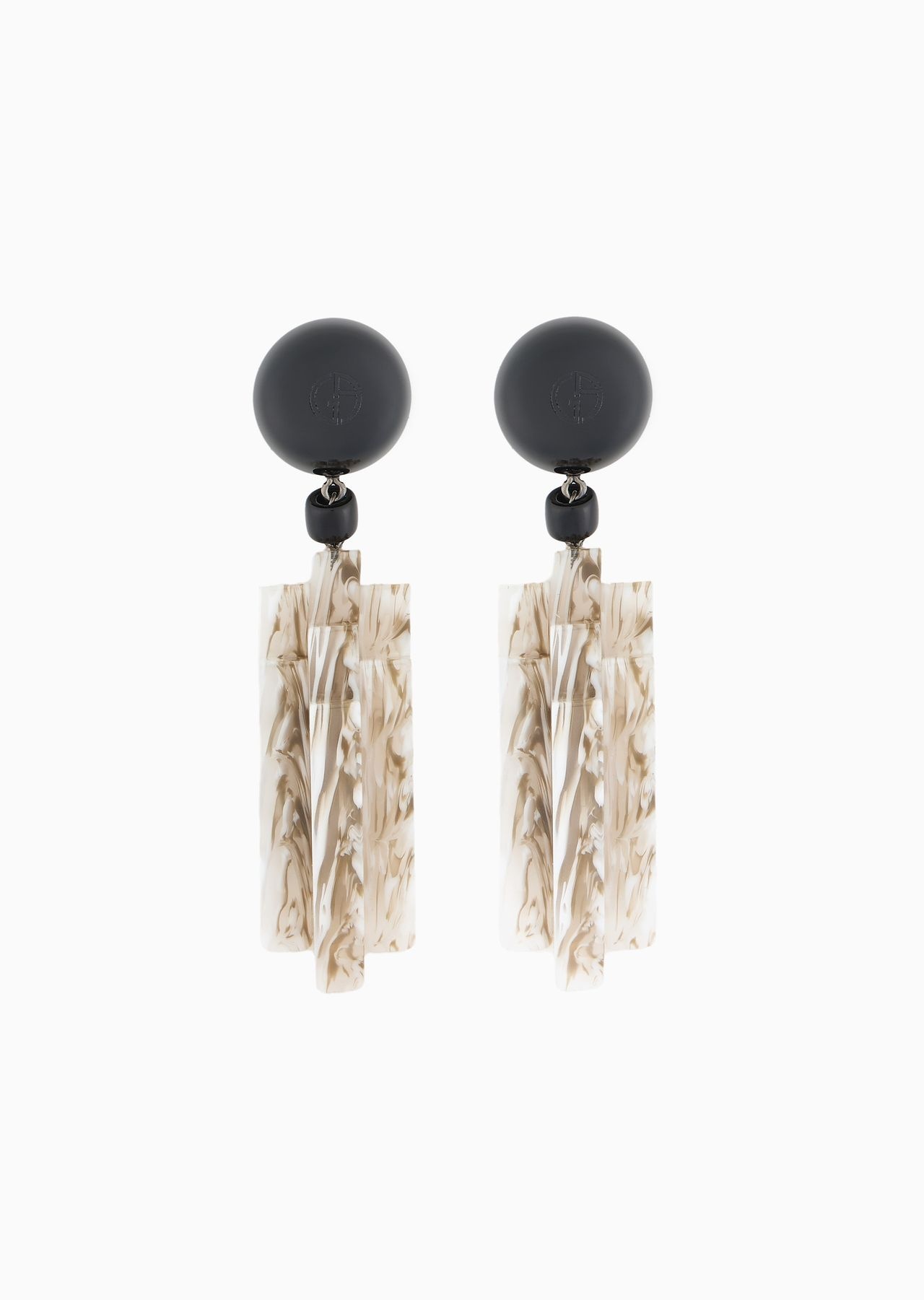 Variegated-effect resin clip-on pedant earrings - 1
