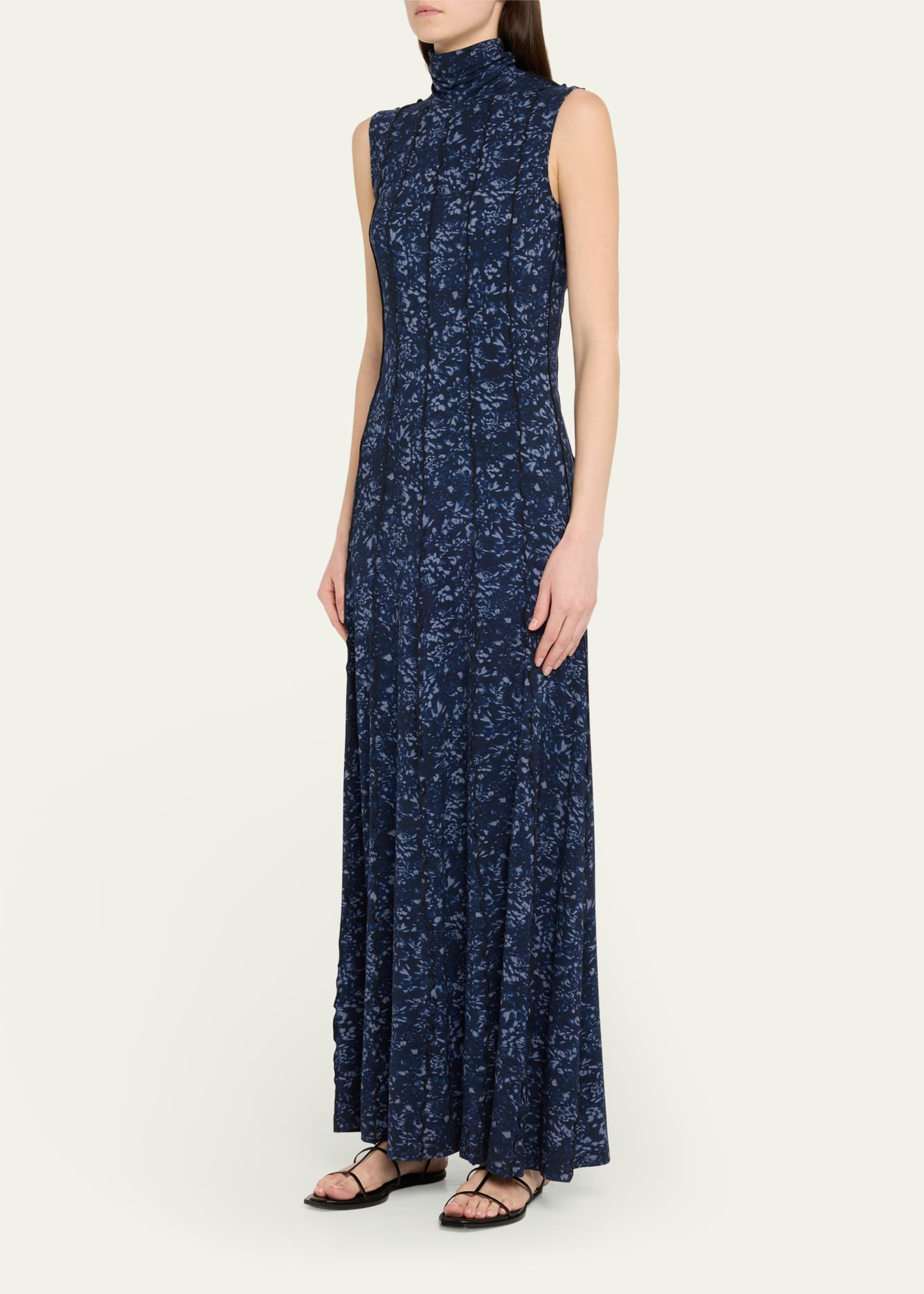 Valentina Printed Jersey Turtleneck Maxi Dress - 4