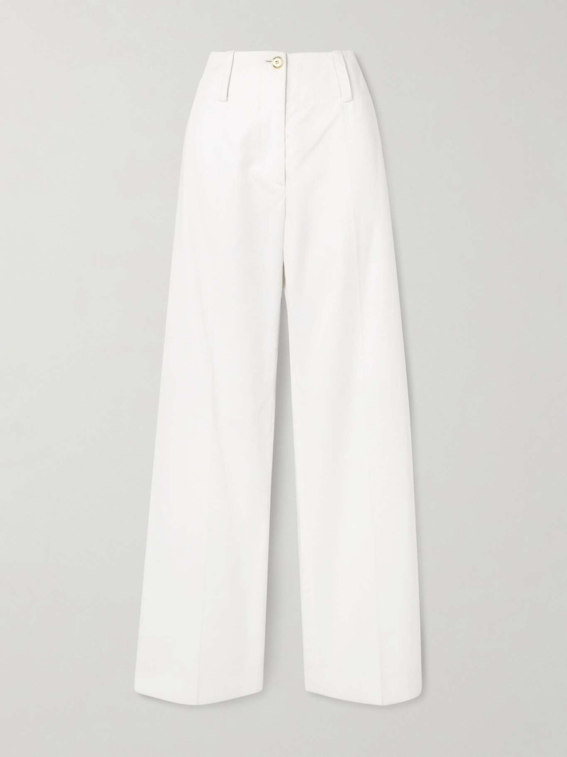 Embroidered cotton-twill straight-leg pants - 1