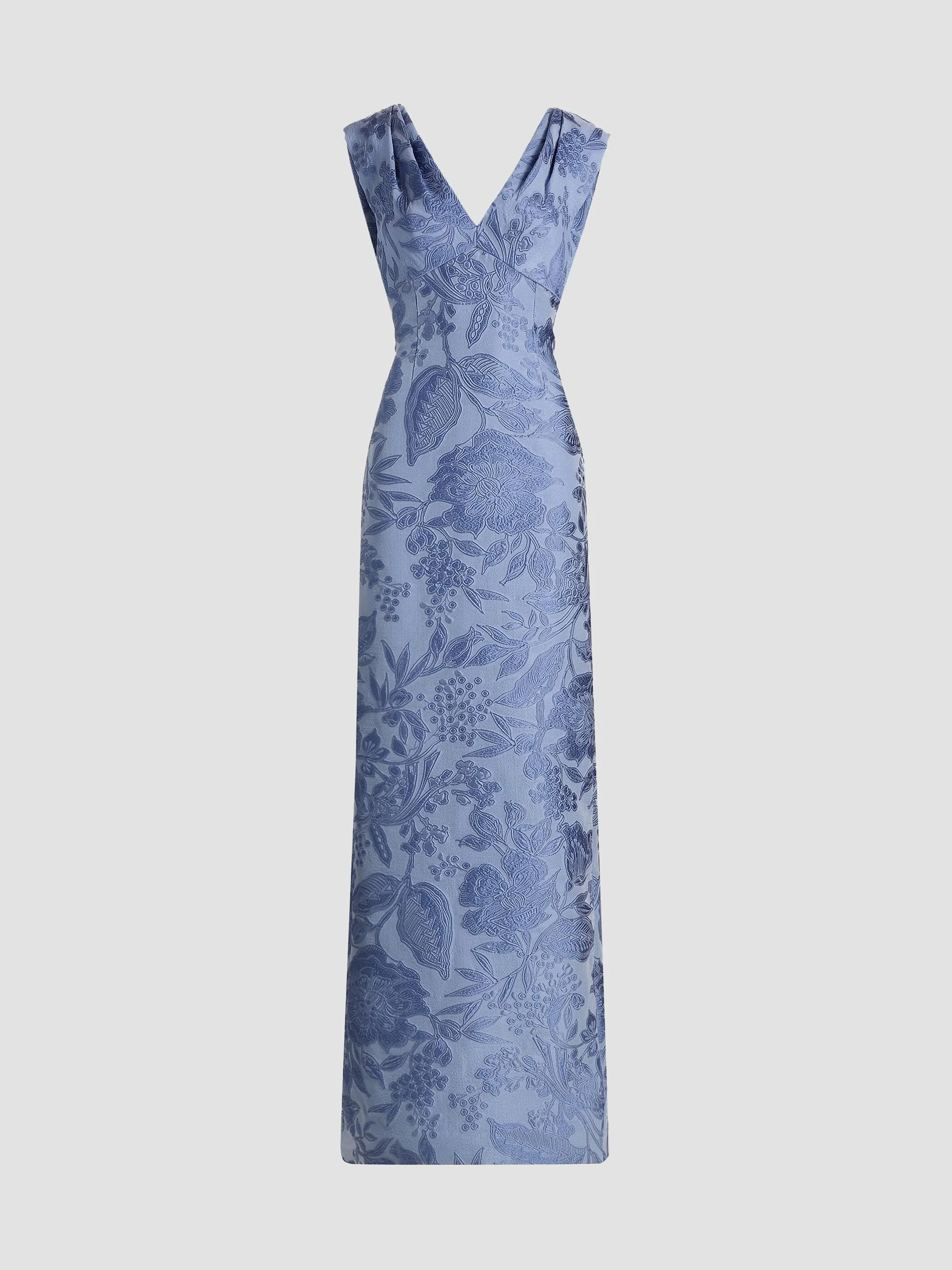 Women's Floral Fil Coupe V-Neck Gown - Bluebell Multi - 1