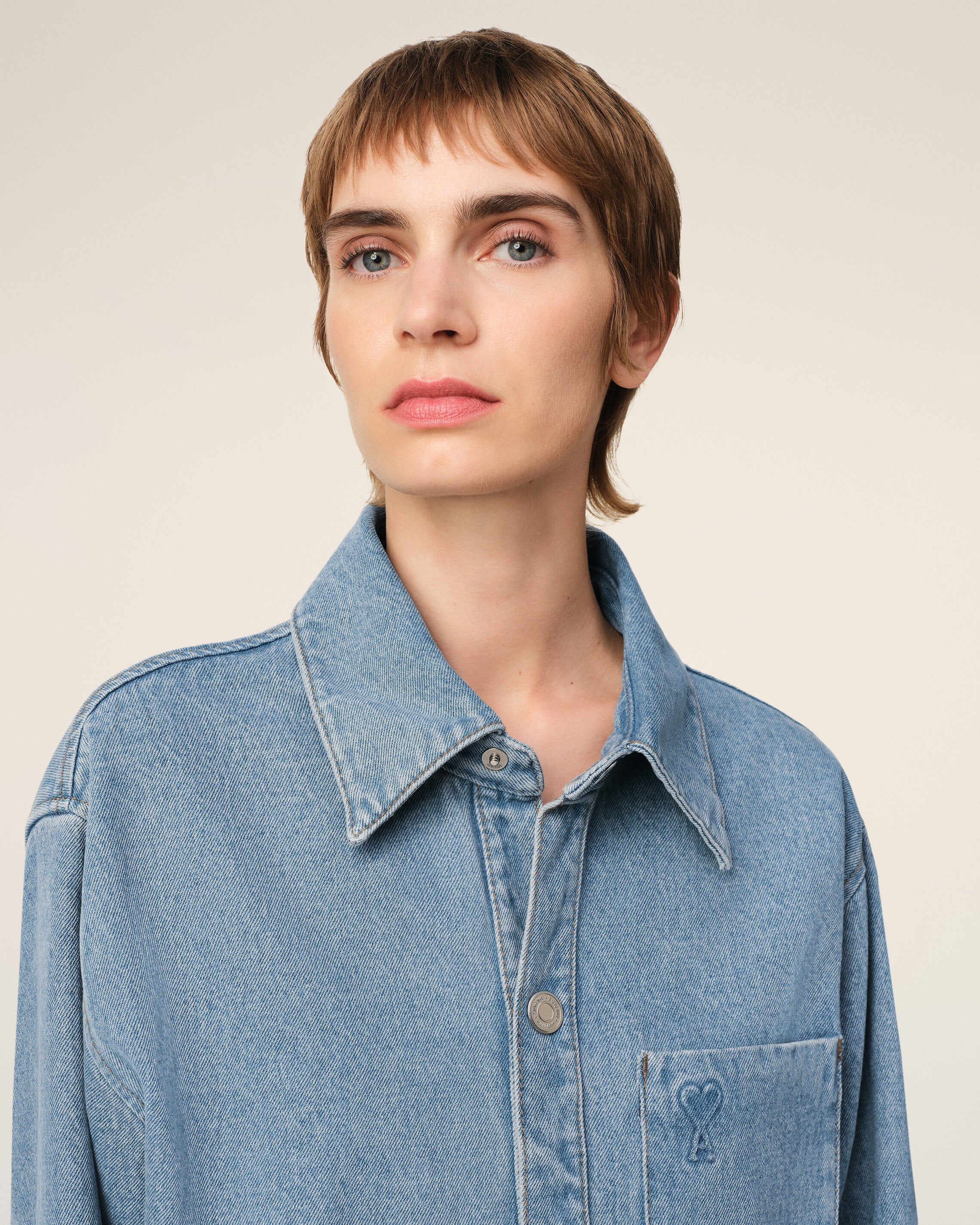 BLUE COTTON AMI DE COEUR OVERSHIRT - 4