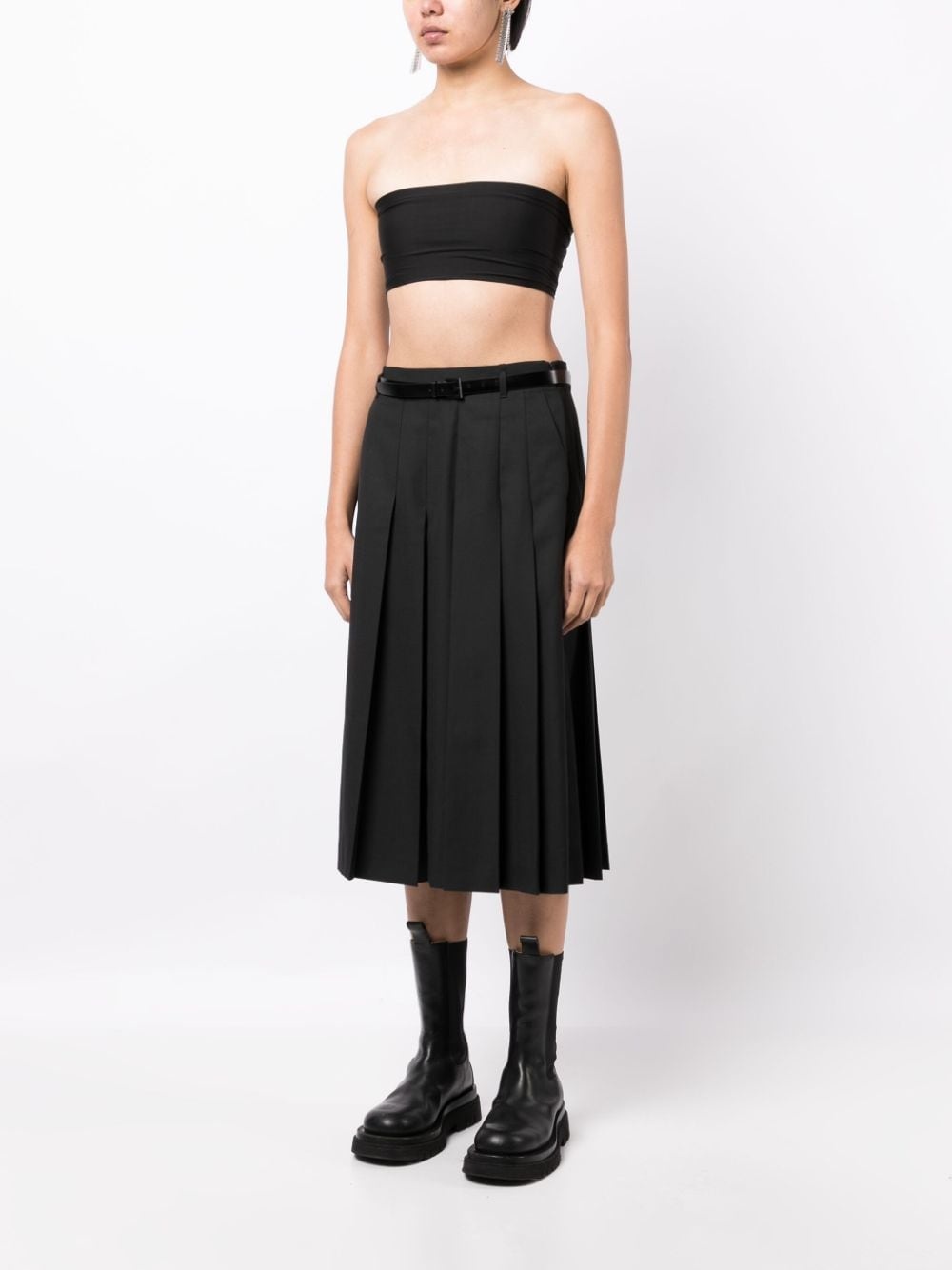 box-pleated belted midi skirt - 3