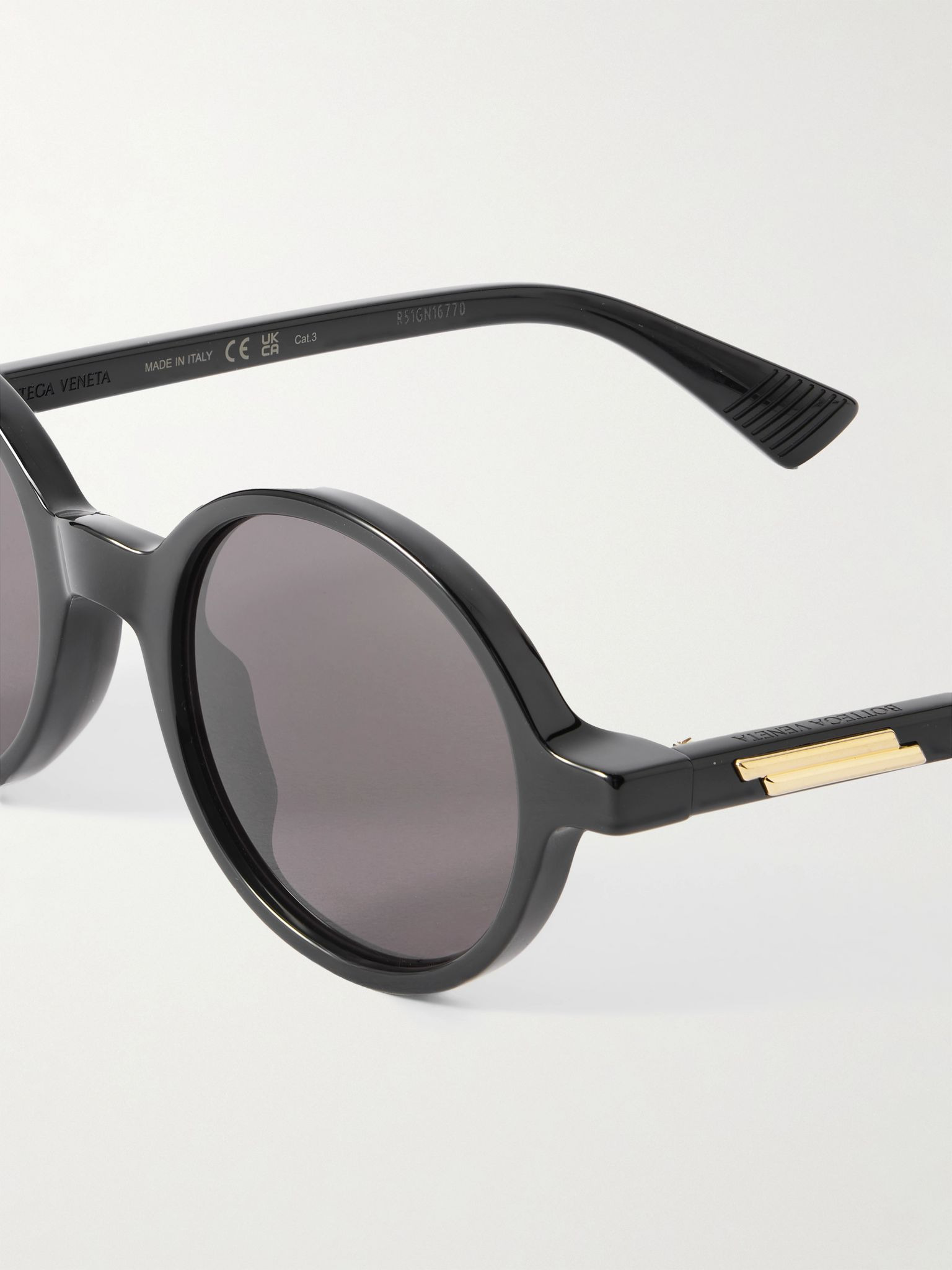 Round-Frame Acetate Sunglasses Black - 3