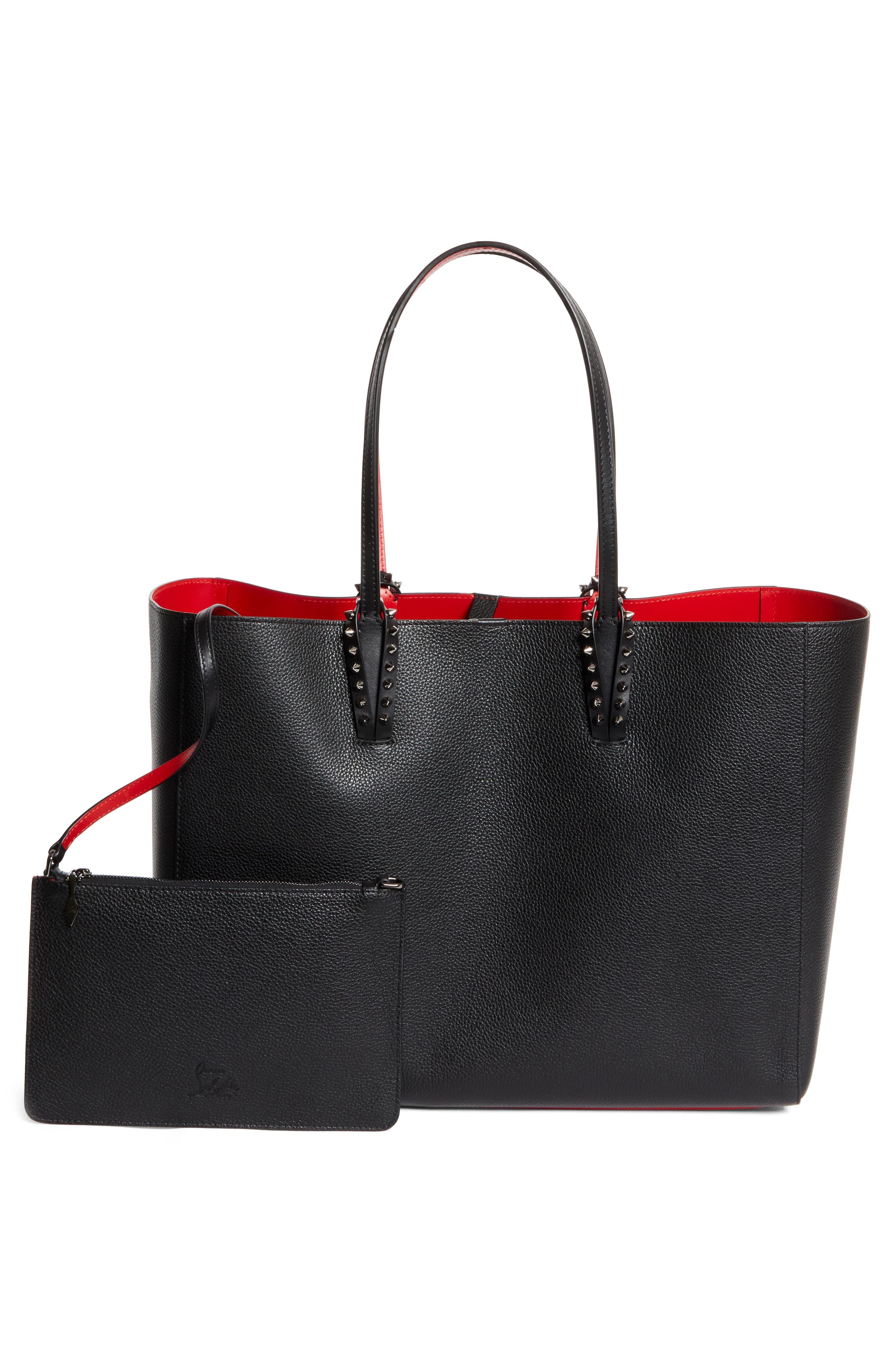 Christian Louboutin Large Cabata Soft Leather Tote Bag in Black/Gun Metal at Nordstrom - 4