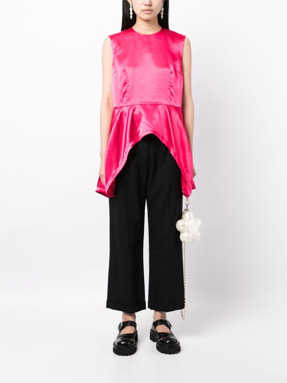 asymmetric-hem satin top - 2