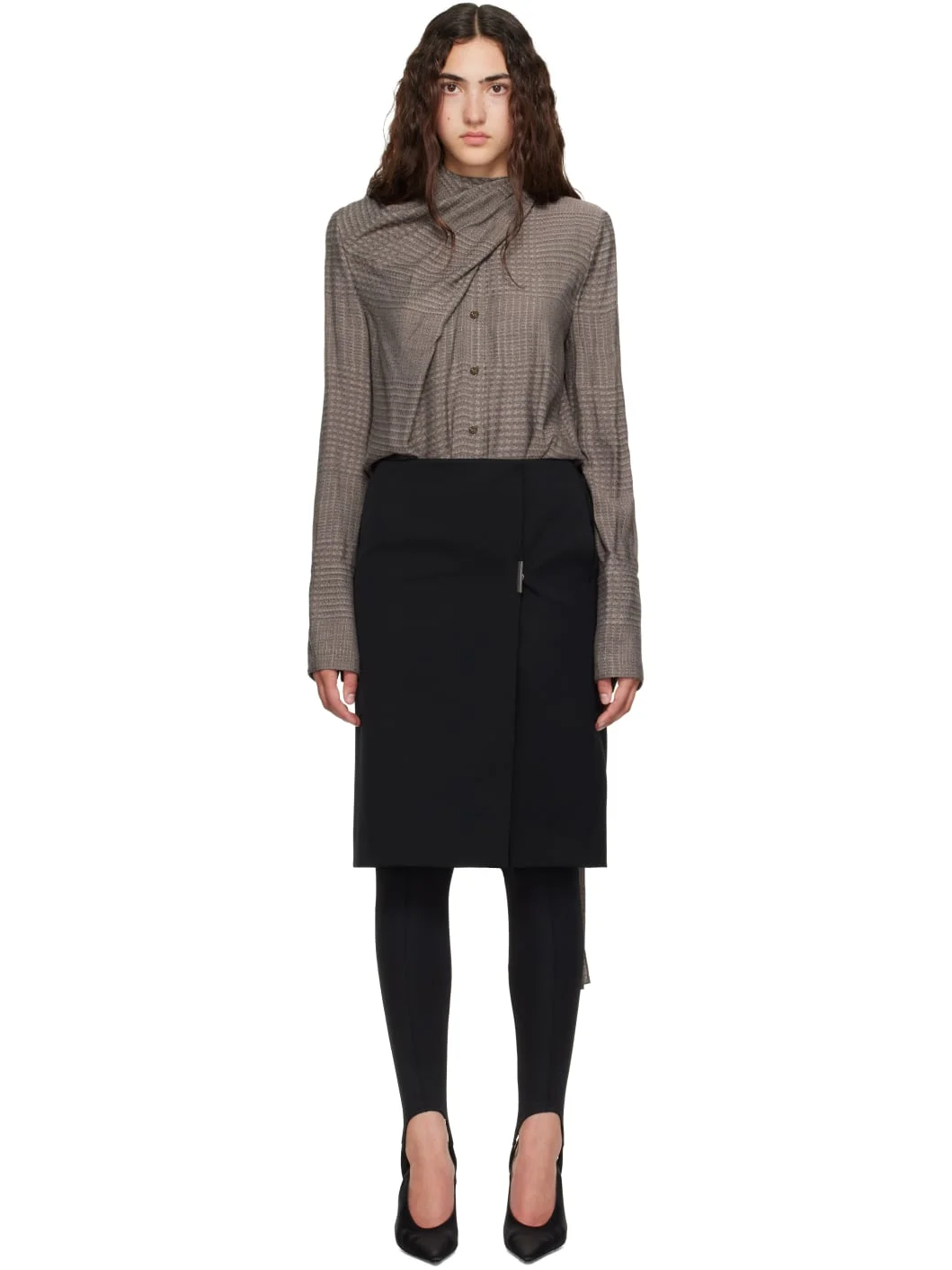 Taupe Lavalliere Blouse - 1