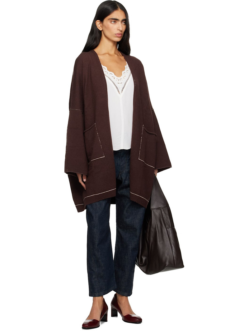 LAUREN MANOOGIAN Brown Stitch Wide Cardigan outlook
