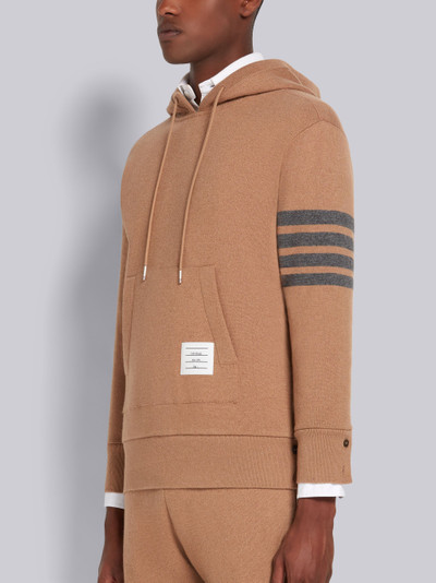 Thom Browne Camel Knitted Double Face Cashmere 4-Bar Stripe Relaxed Fit Hoodie Pullover outlook