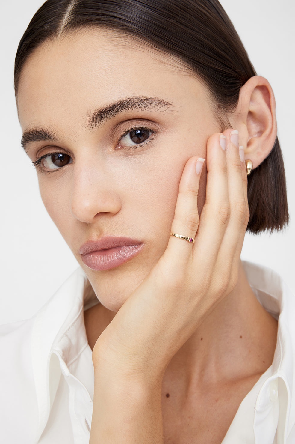 Delicate Ruby Pinky Ring - 14k Gold - 2