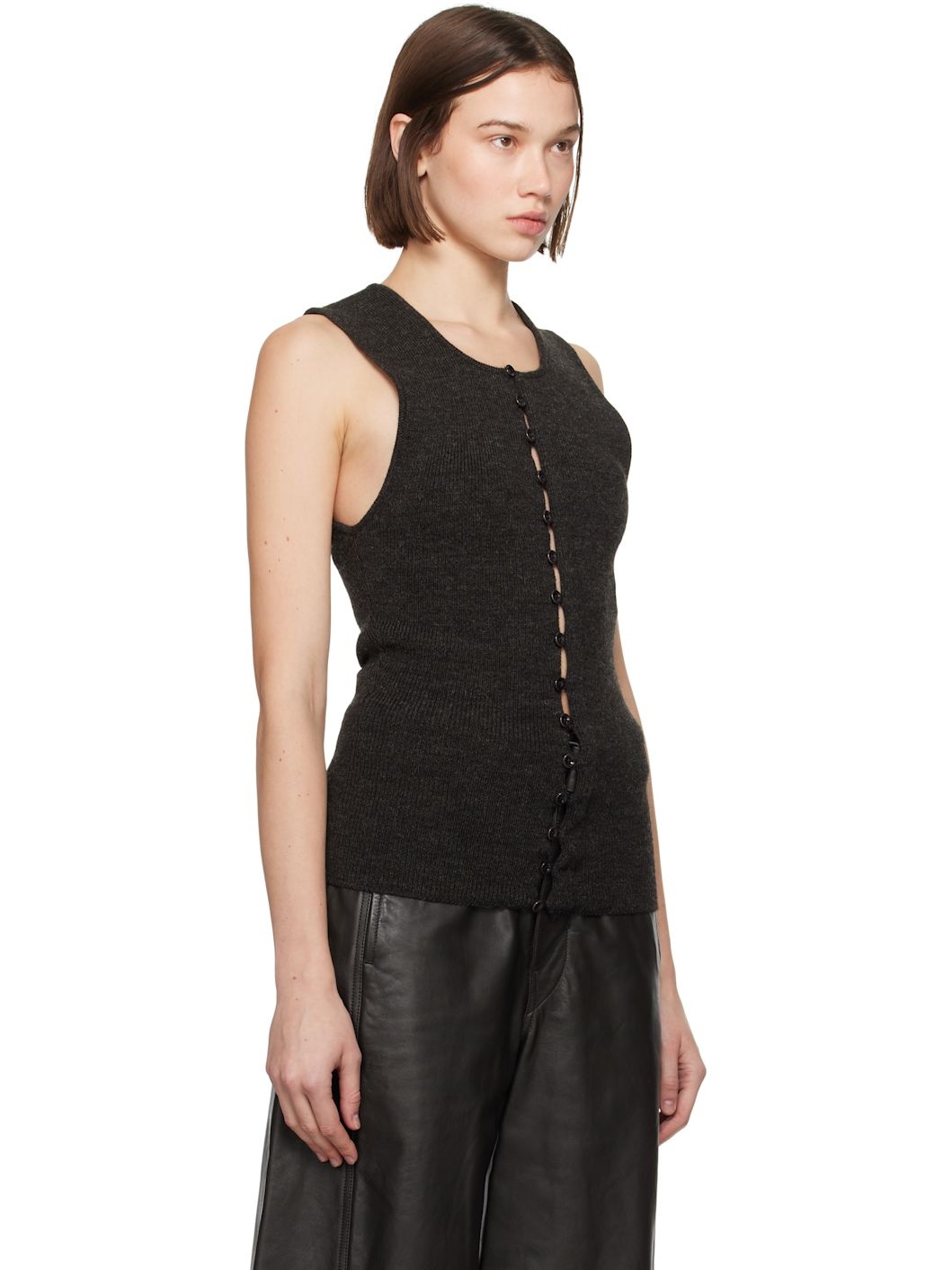 Brown Sleeveless Fitted Cardigan - 2