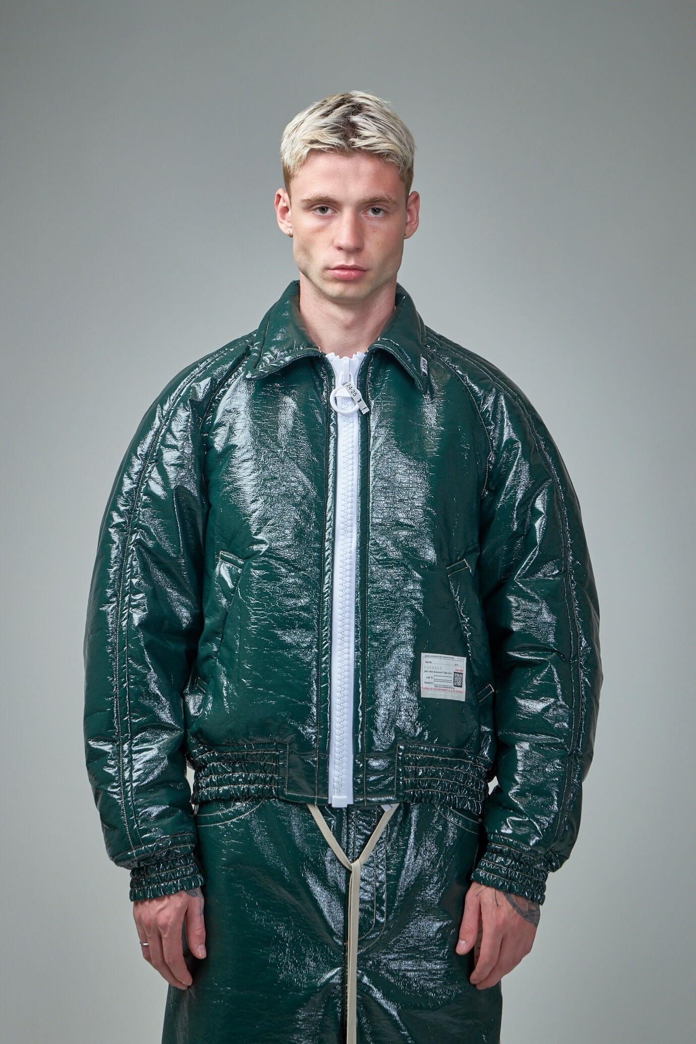 Fake Enamel Puffer Blouson - 1