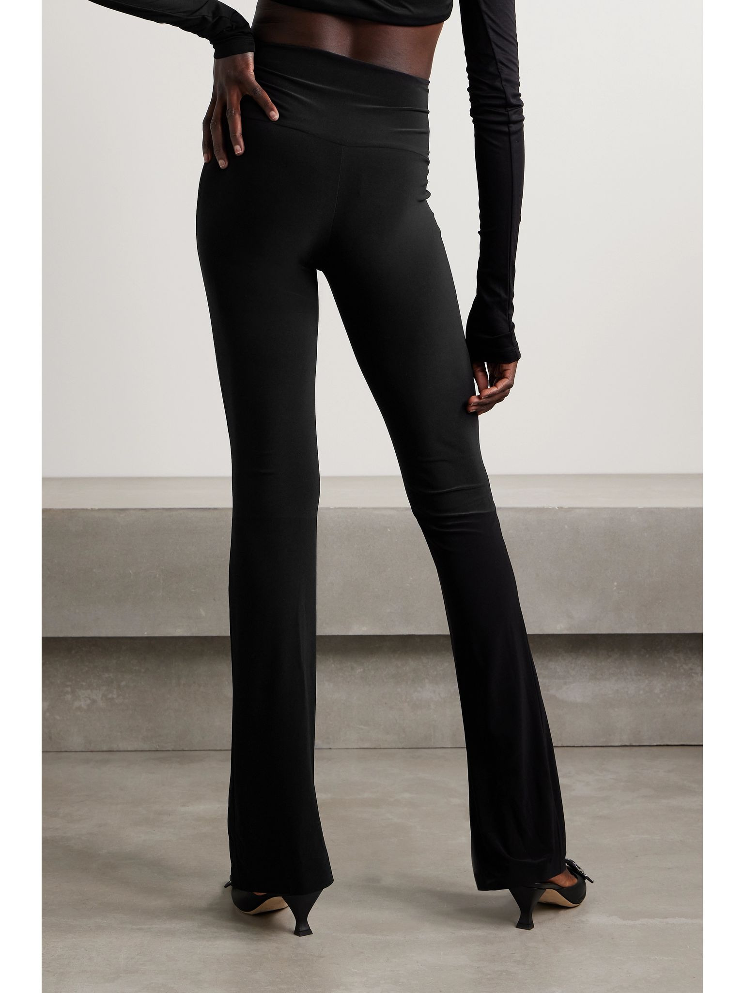 Stretch-jersey straight-leg pants Black - 3