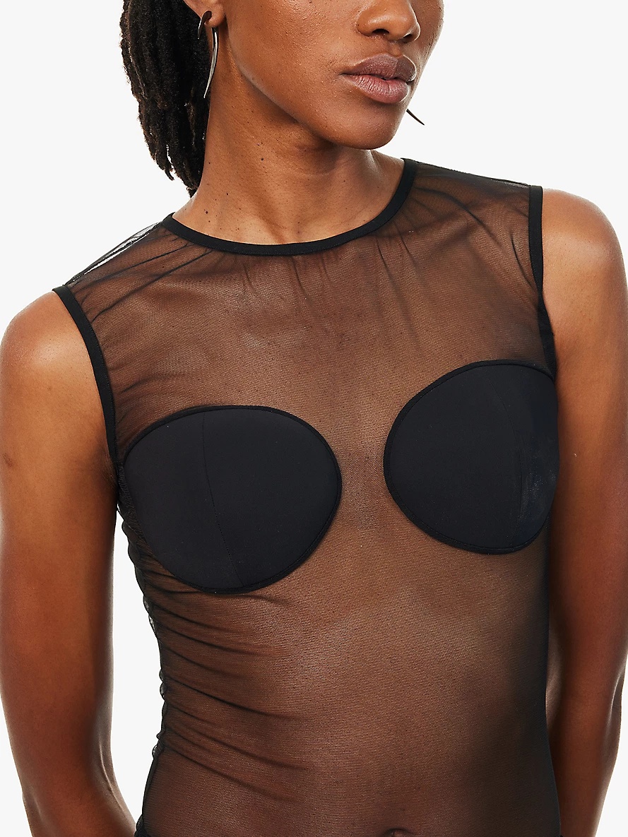 Moulded cups stretch-mesh bodysuit - 5