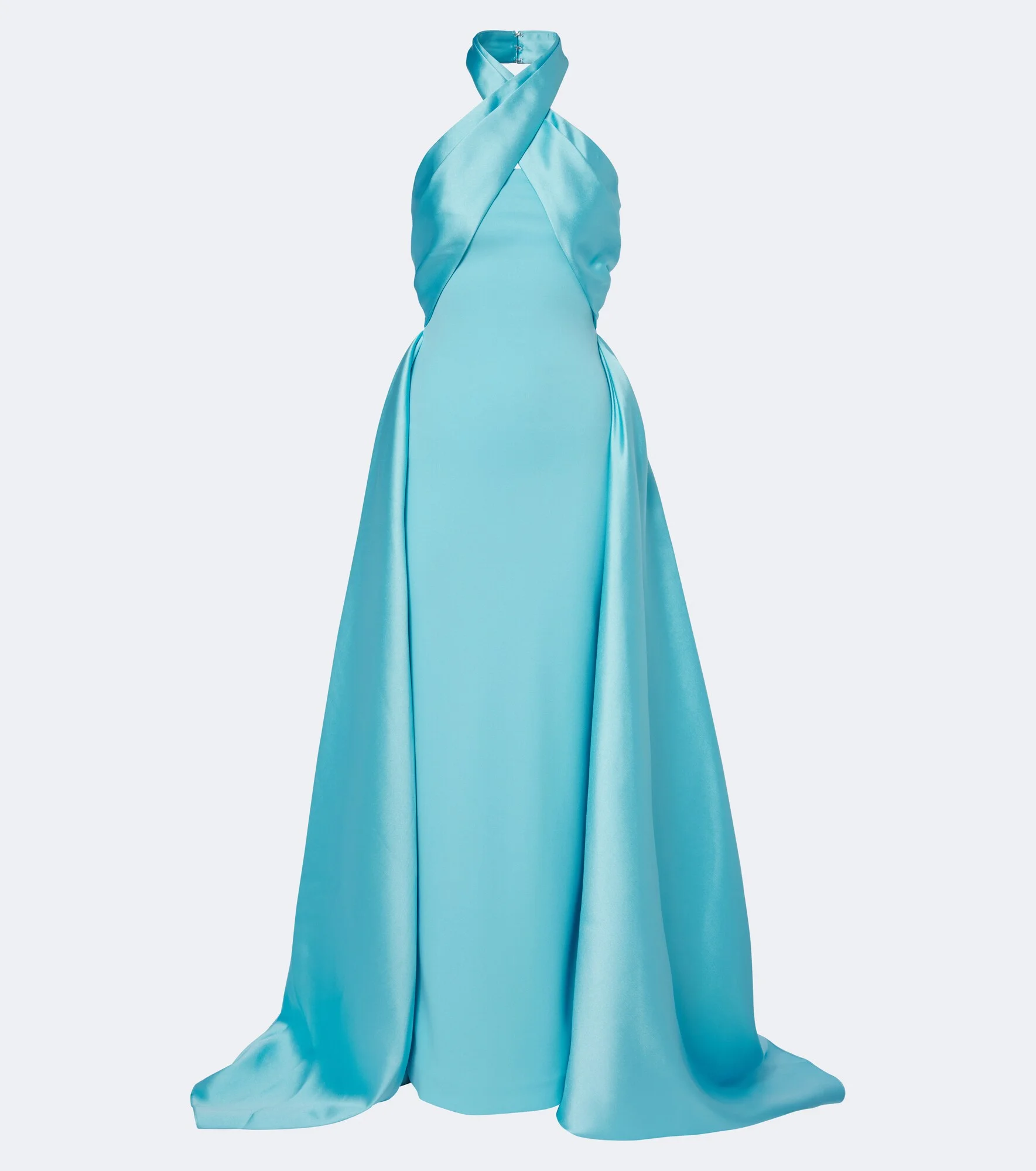 Rumi halterneck satin-trimmed crêpe gown - 1