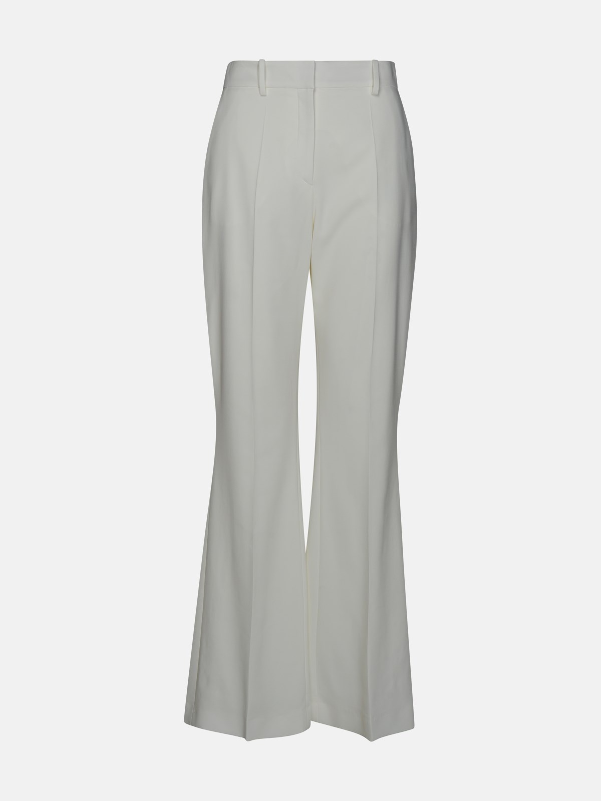 WHITE VISCOSE BLEND TROUSERS - 1