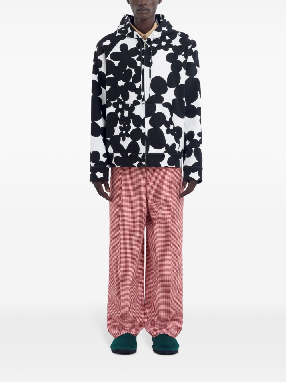 floral-print cotton hoodie - 2
