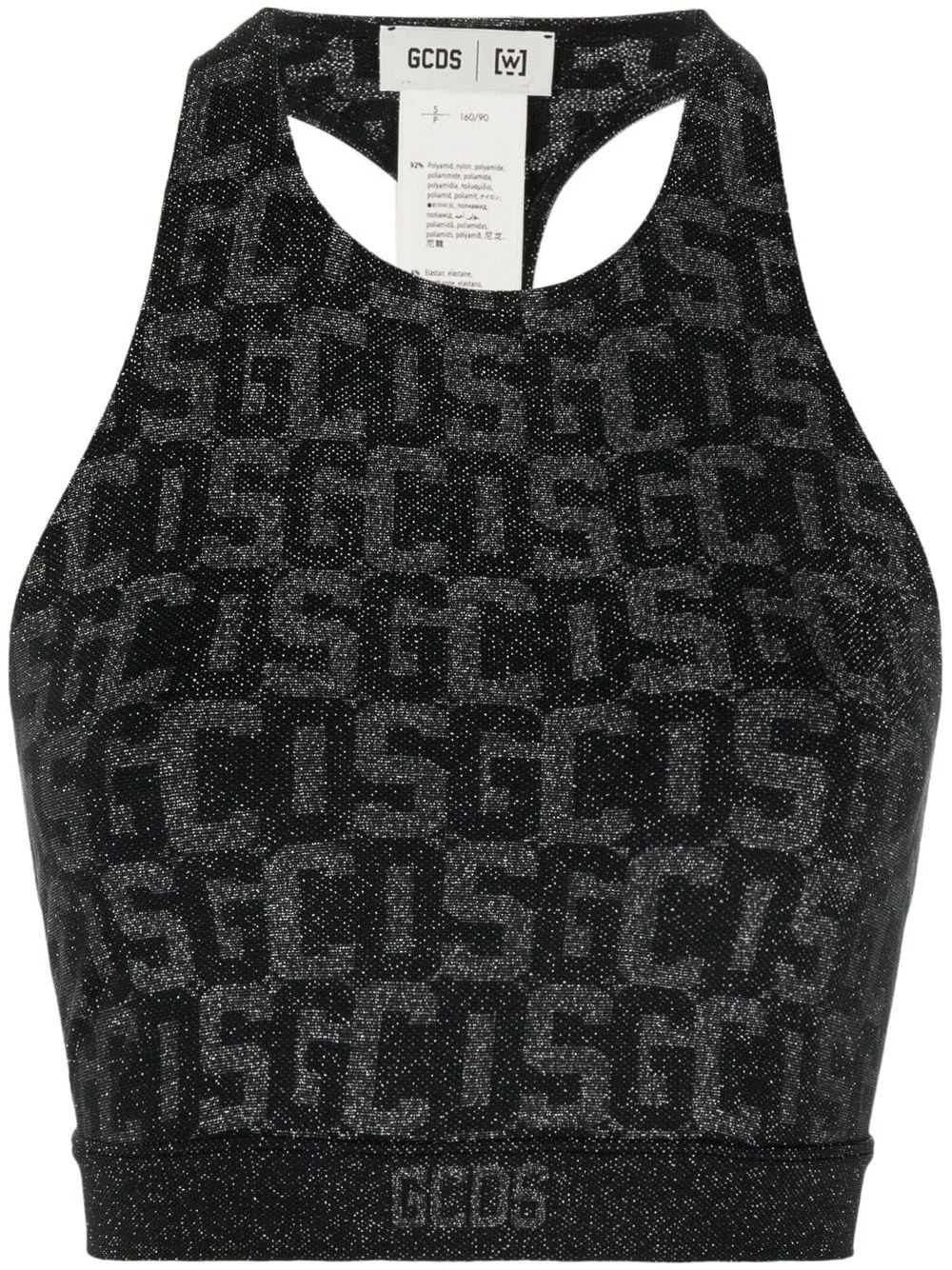 logo-print lurex cropped top - 1