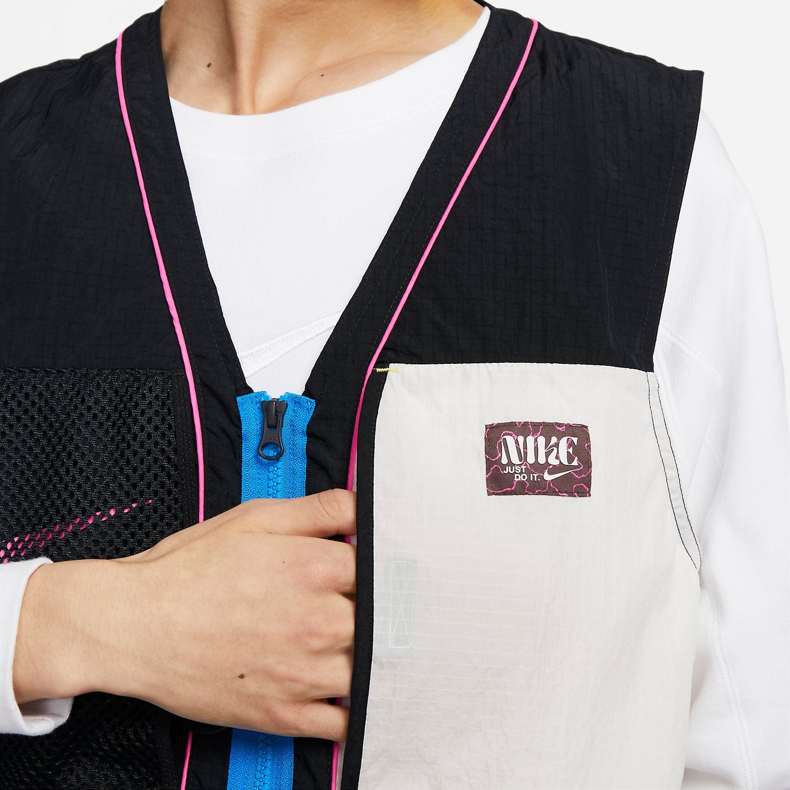 Nike Sports Casual Breathable All-match Stitching Stacked Mesh Vest 'Black White Brown' FJ7683-010 - 3