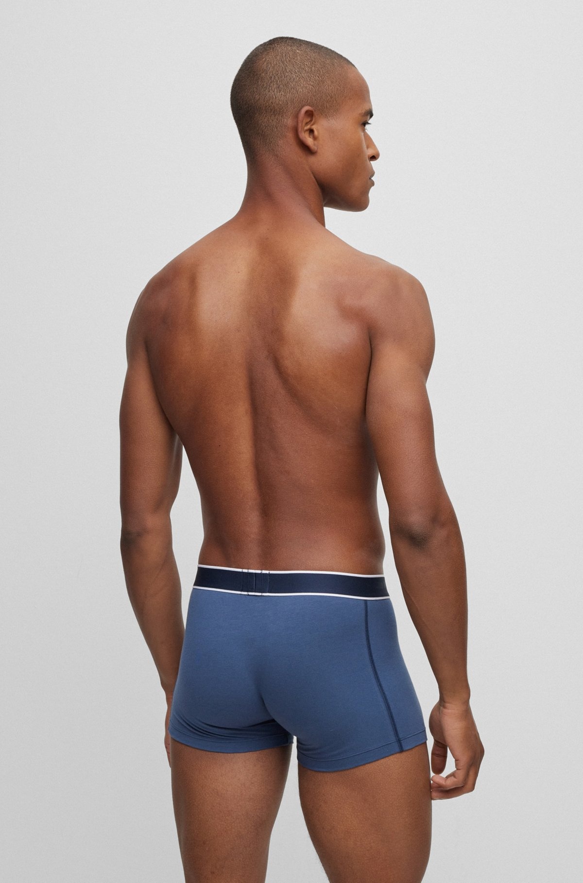 COTTON-BLEND TRUNKS WITH STRIPES AND LOGOS - 3