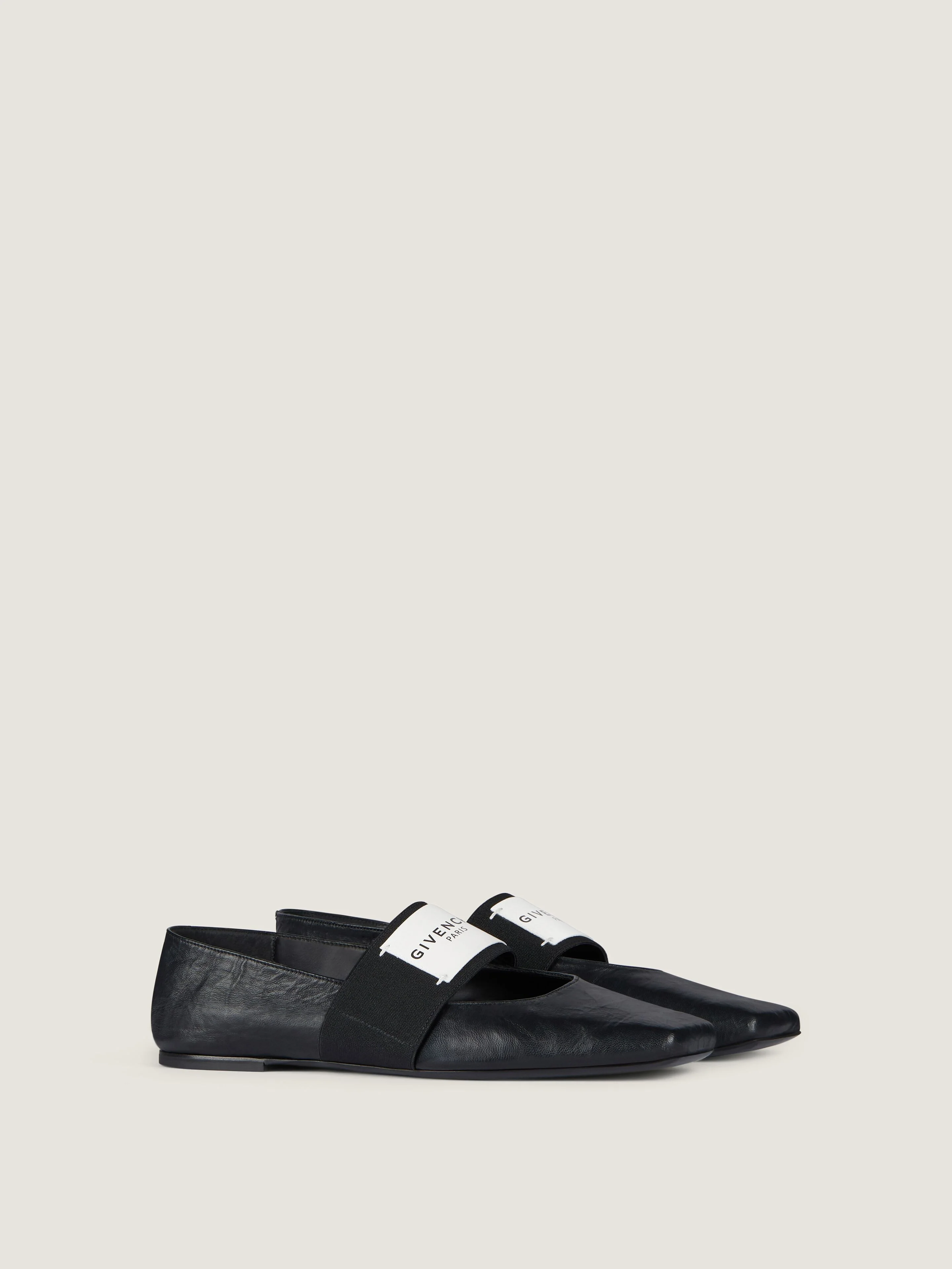 SLICED SQUARE BALLERINAS IN TEXTURED-EFFECT LEATHER - 1