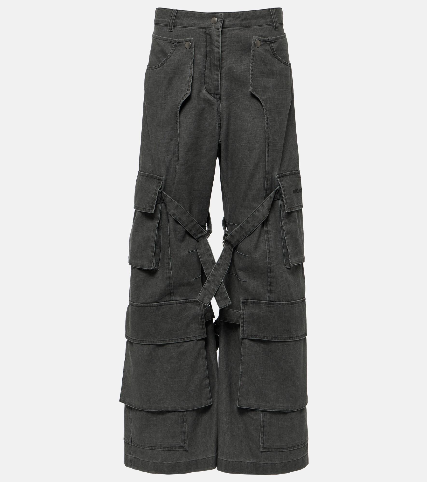 Mid-rise wide-leg cargo jeans - 1