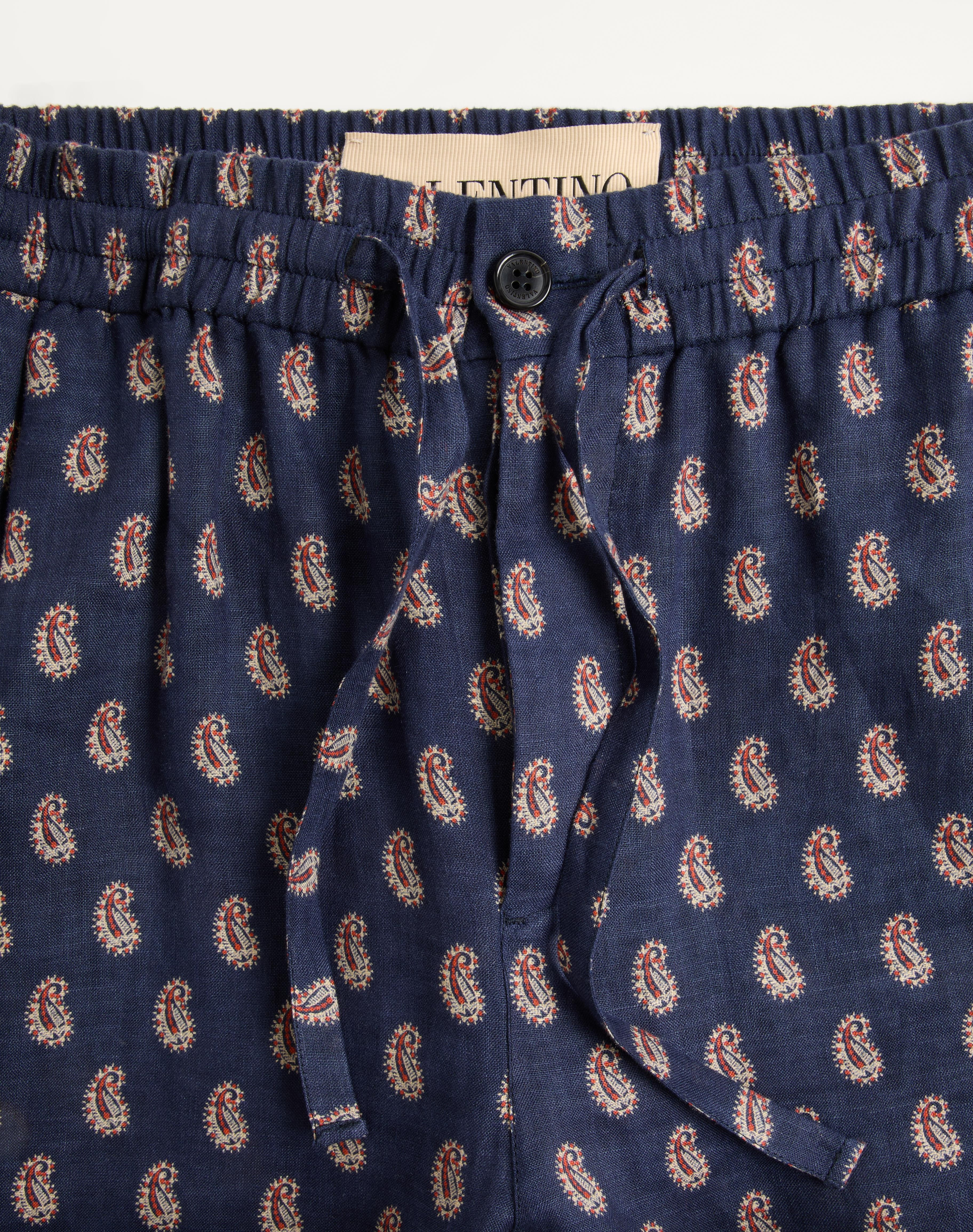 LIGHTWEIGHT CUFFED LINEN PANTS WITH VOYAGE IMAGINAIRE PRINT - 6