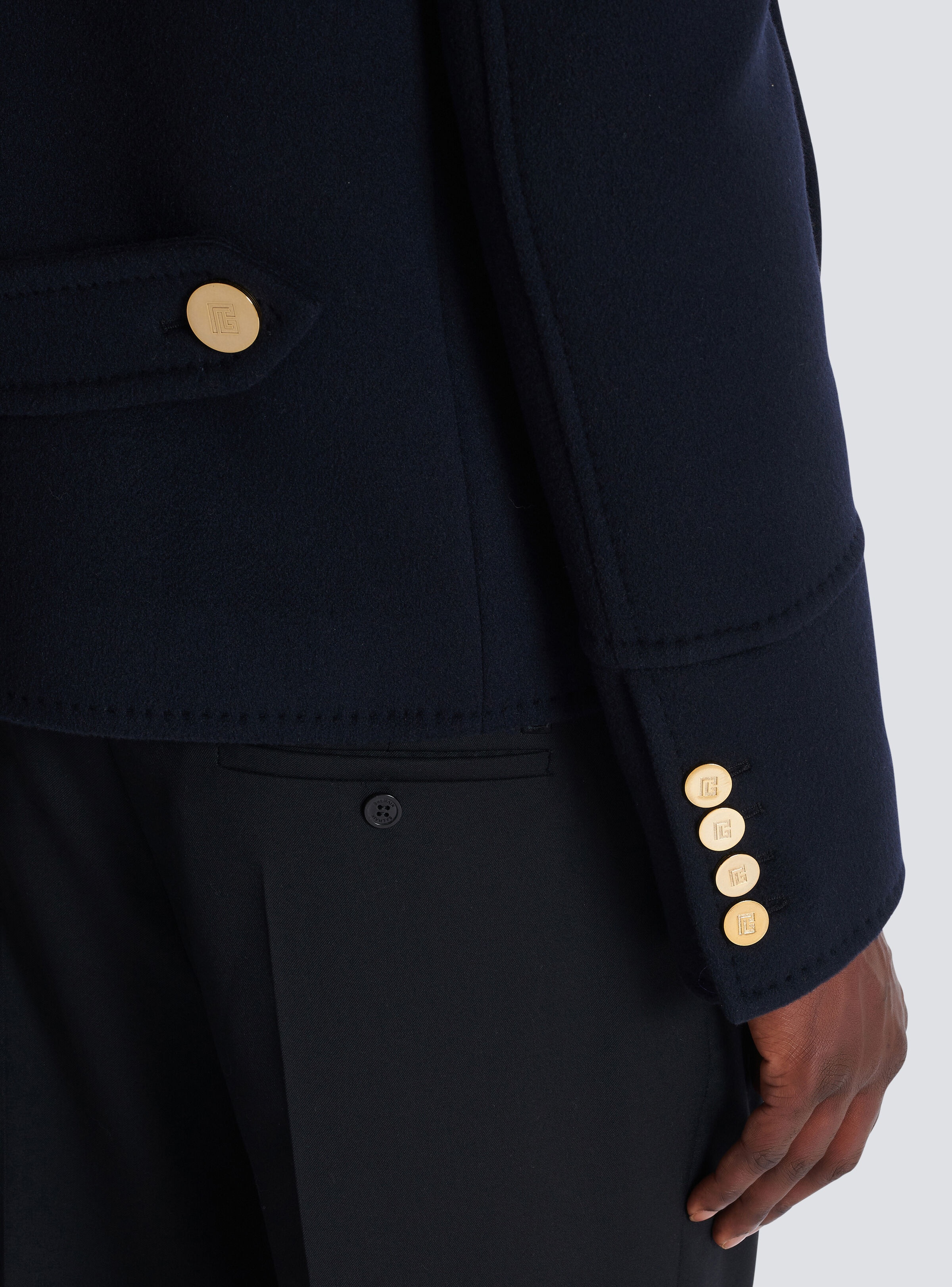 Cropped wool reefer jacket - 6