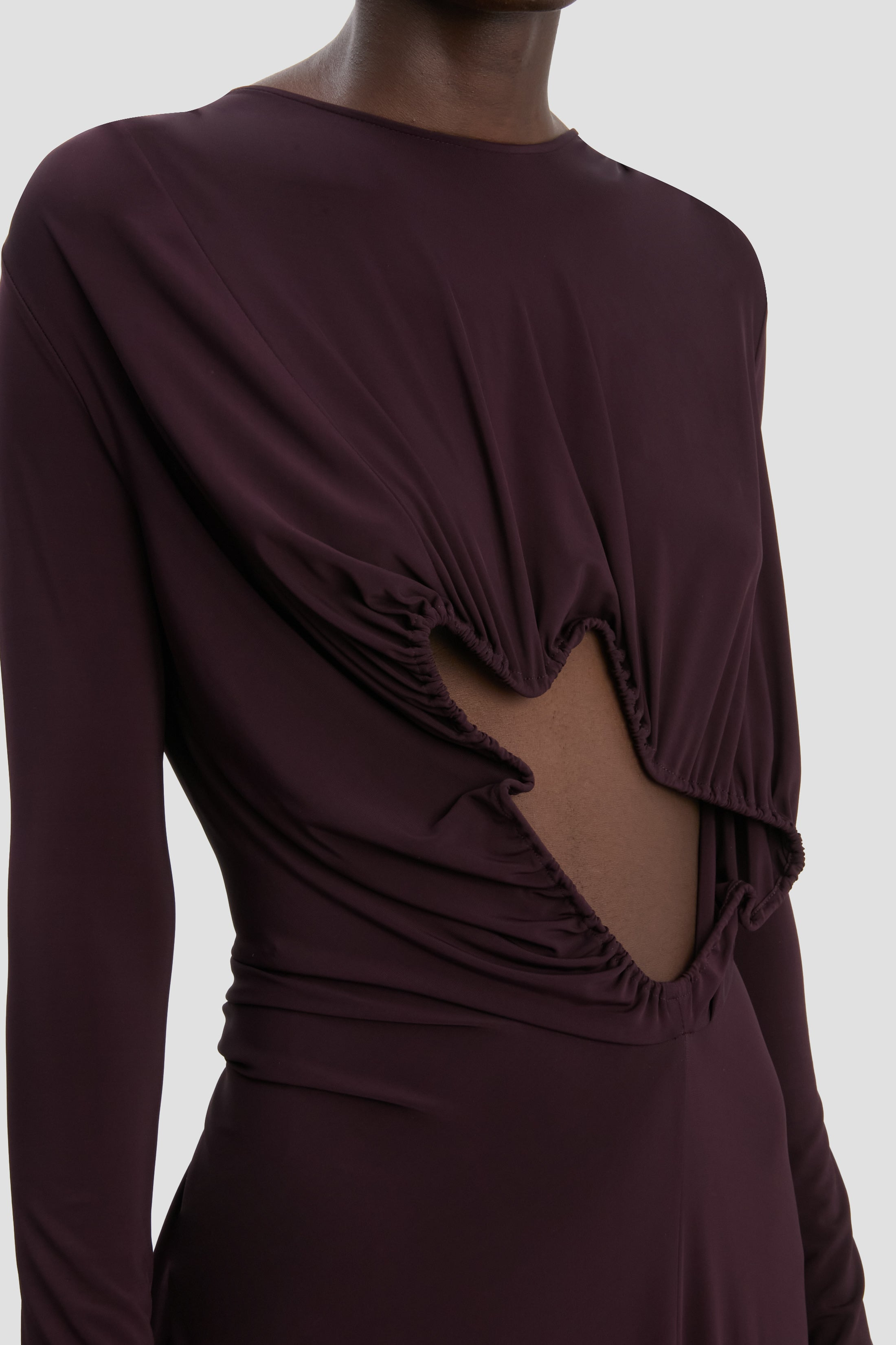 Cut-Out Wire Gown In Merlot - 4