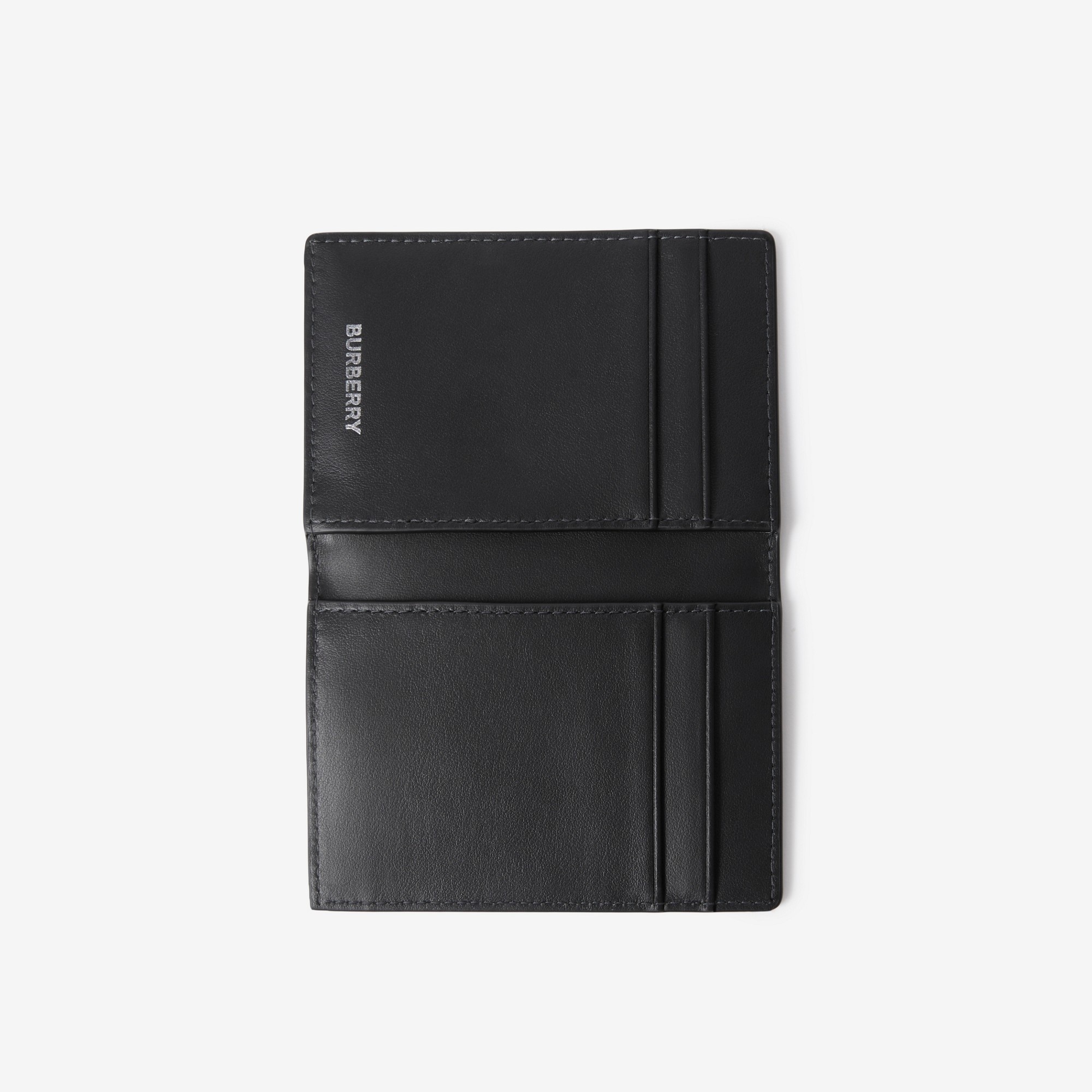 Check and Leather Folding Card Case - 4