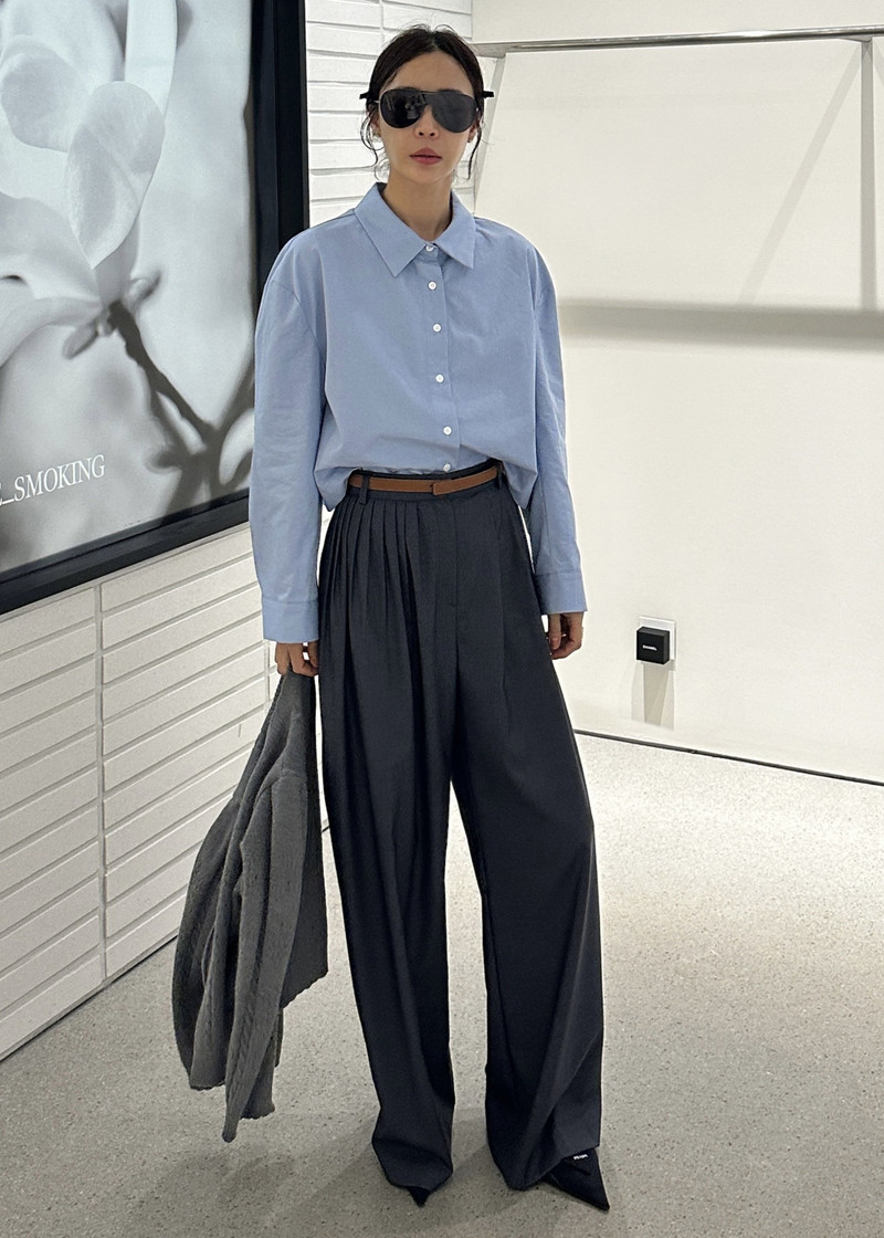 Nyla Pleated Pants - Charcoal 3