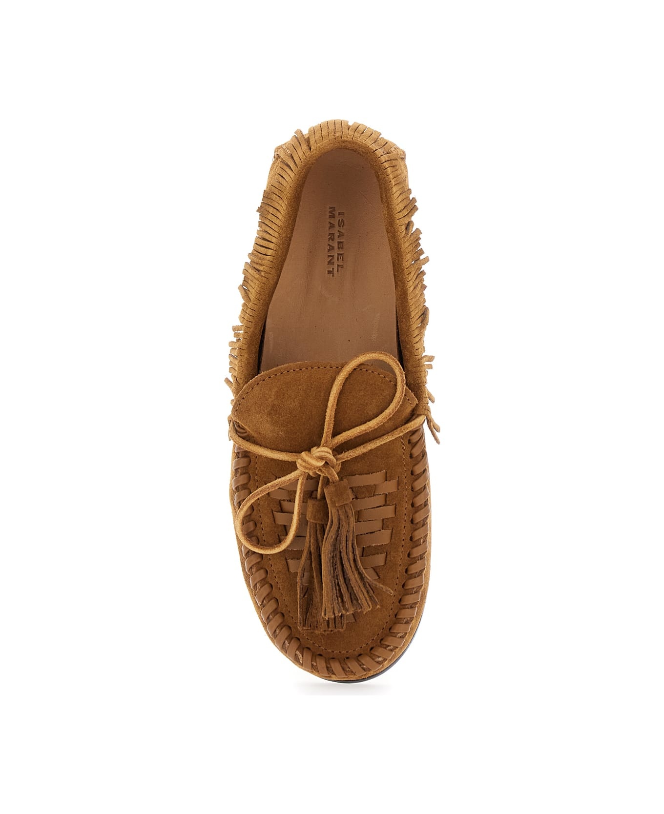 'fitza' Brown Loafers With Fringed Details And Front Bow In Suede Woman - 4