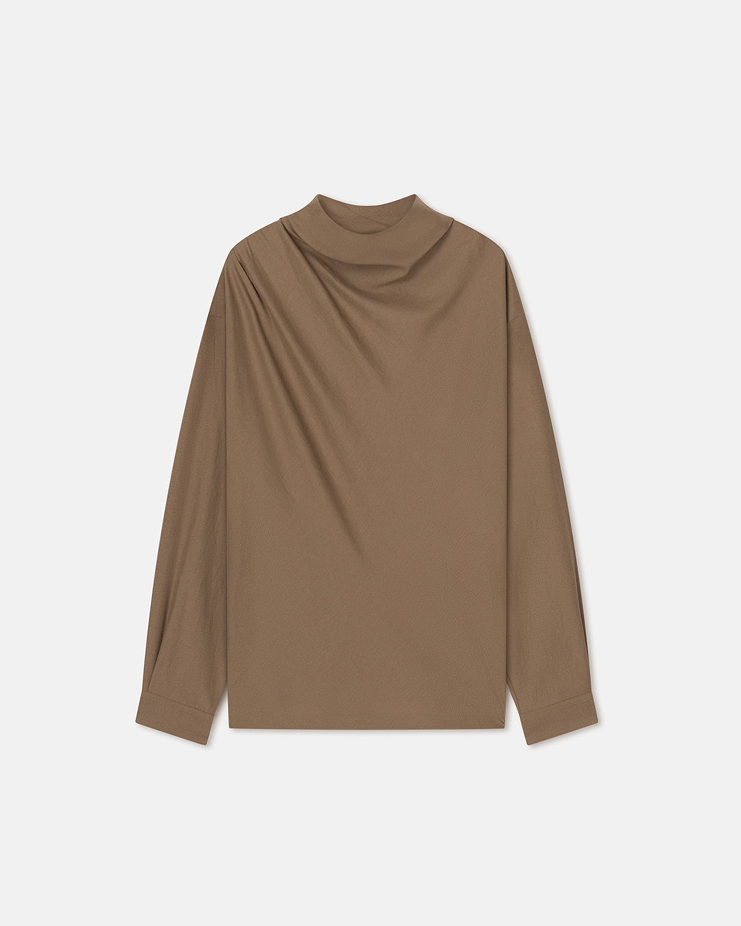 Draped Slub Shirting Top - 1