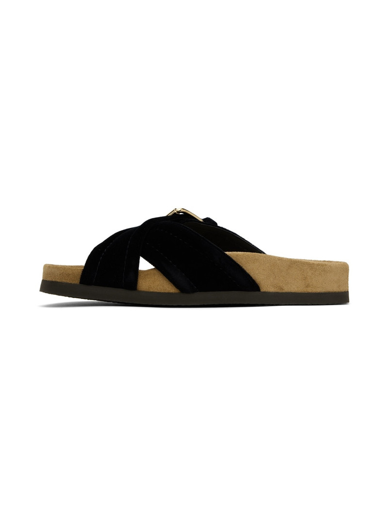Black Fussfriend Velvet Sandals 3