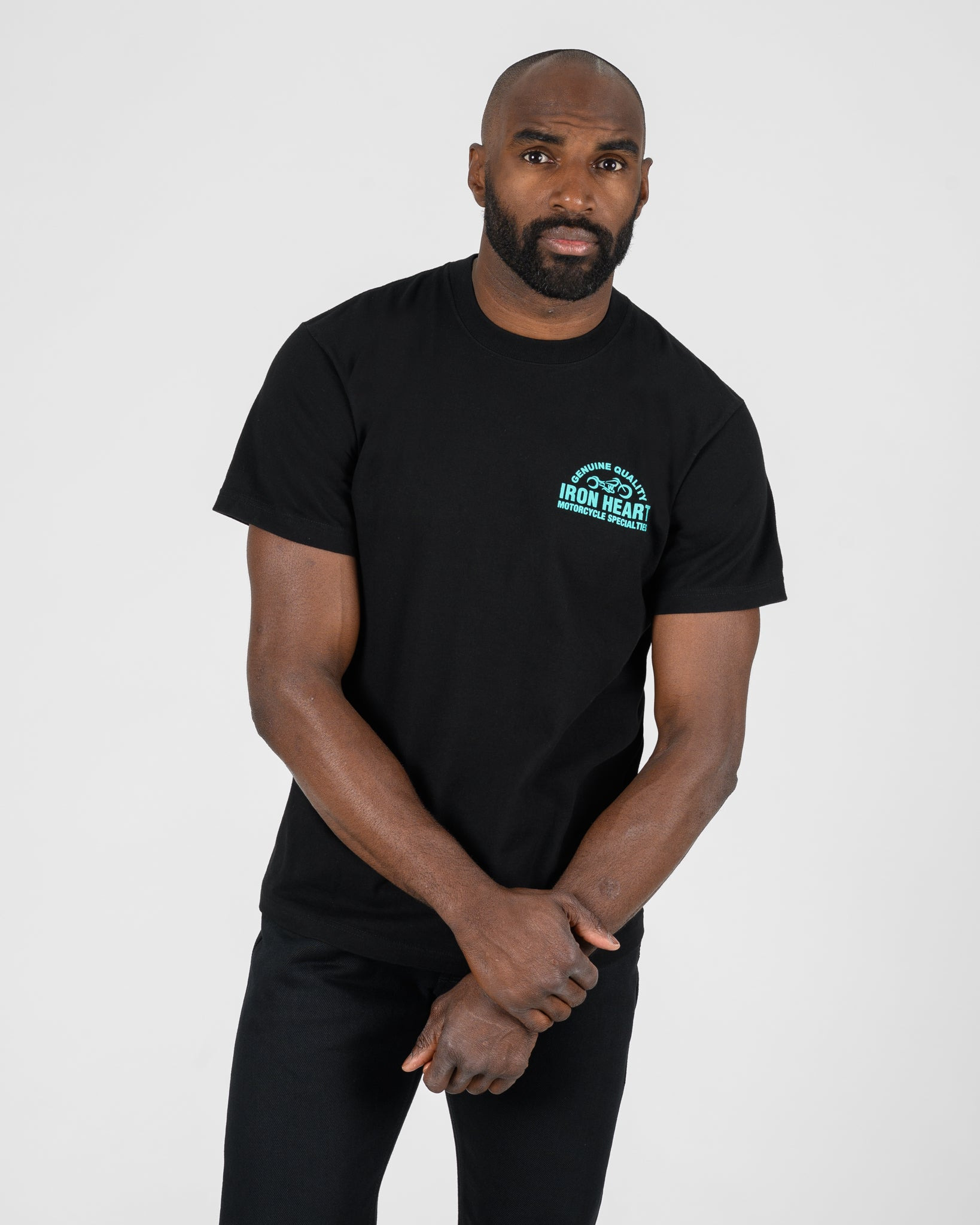 7.5OZ PRINTED LOOPWHEEL CREW NECK T-SHIRT - BLACK - 3