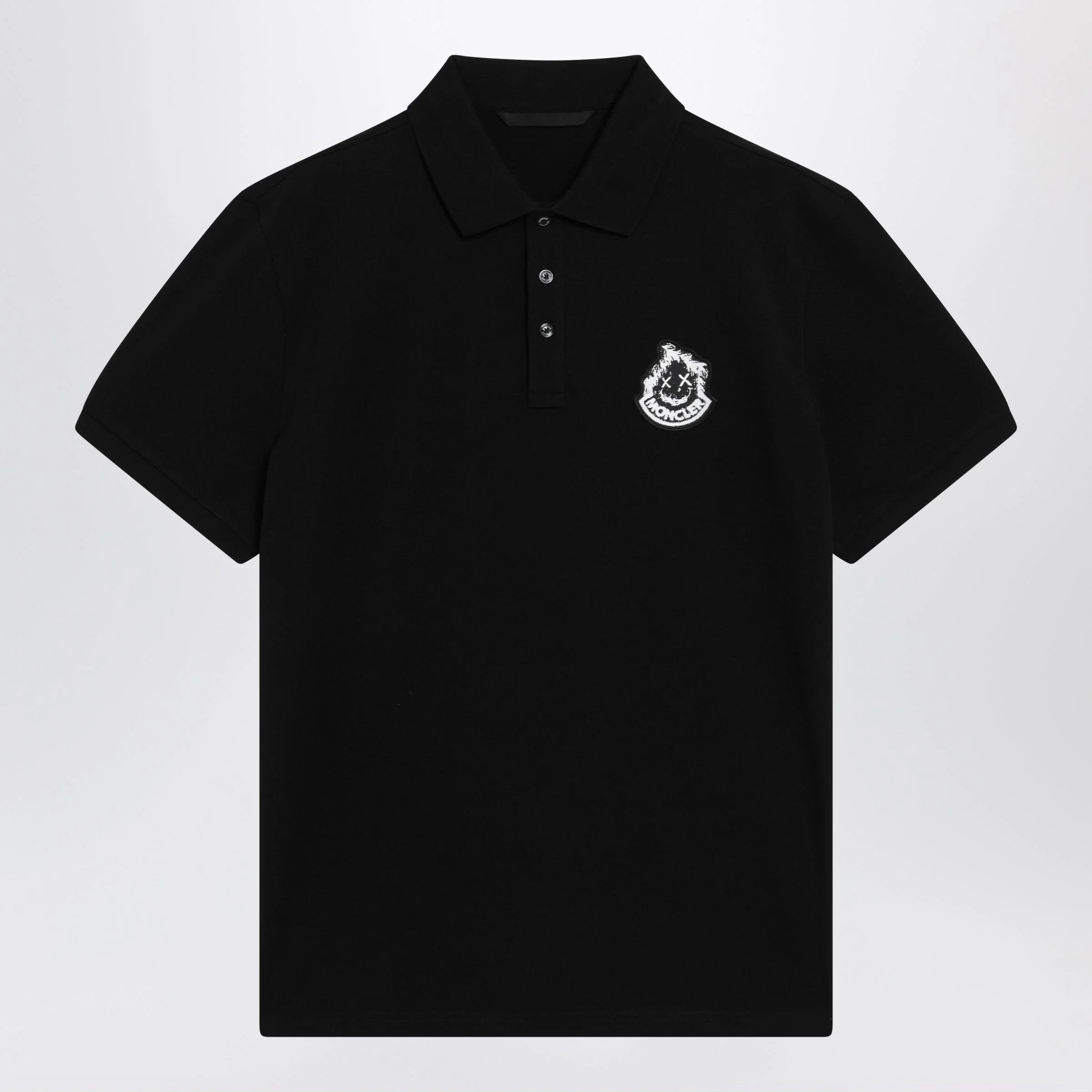 Moncler Black Cotton Pique Polo Shirt With Logo Men - 1